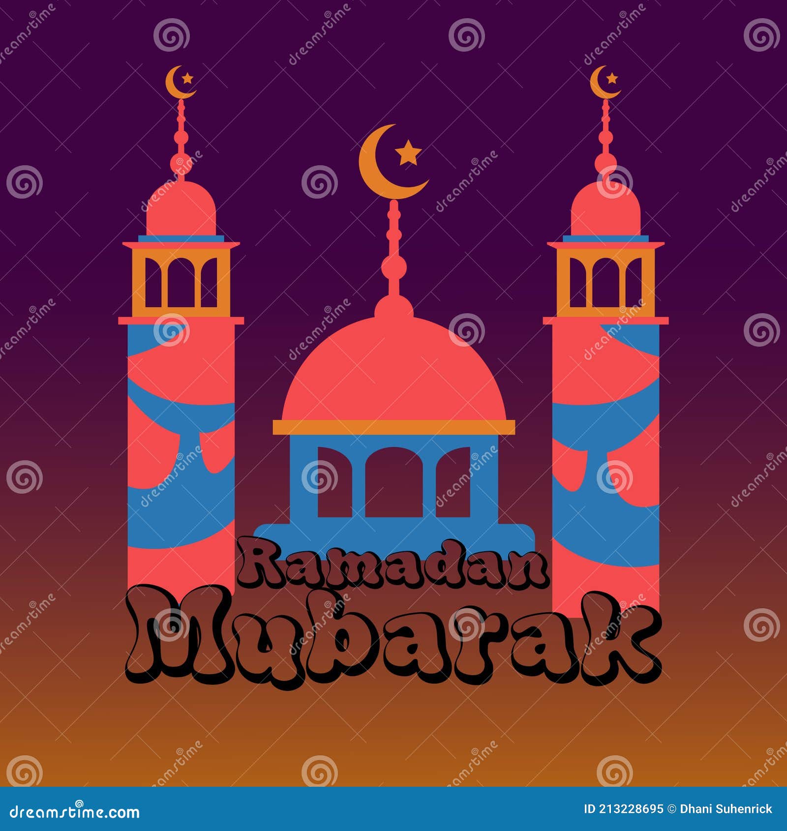 Cartoon Mosque Design. with Colors and Text. the Holy Month of the Muslim  Community of Ramadan Kareem Stock Illustration - Illustration of lantern,  golden: 213228695