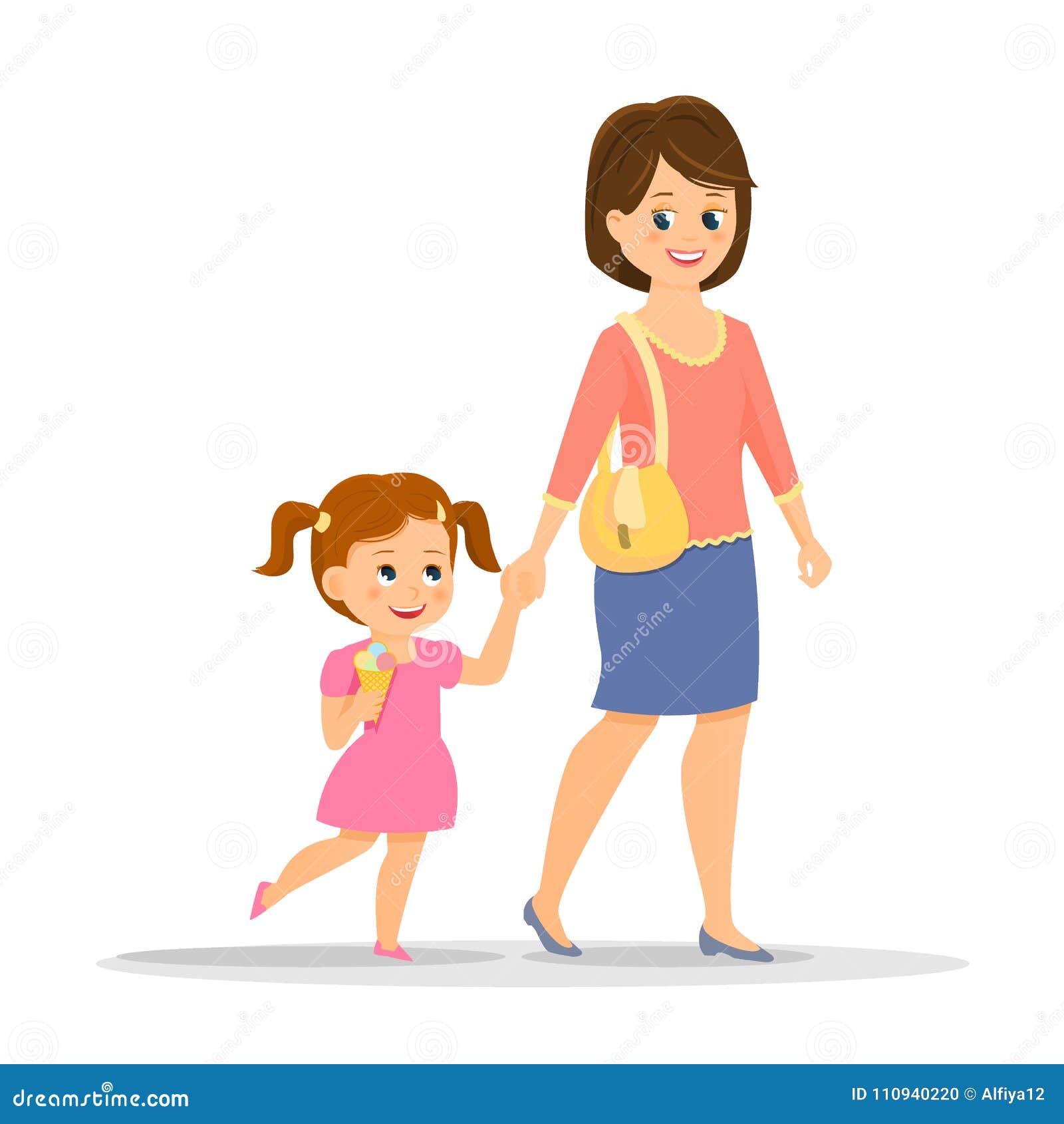 Cartoon Mother with Her Daughter Stock Vector - Illustration of handisolated, character: 110940220 Cartoon Mother with Her Daughter Stock Vector - Illustration of handisolated, character: 110940220