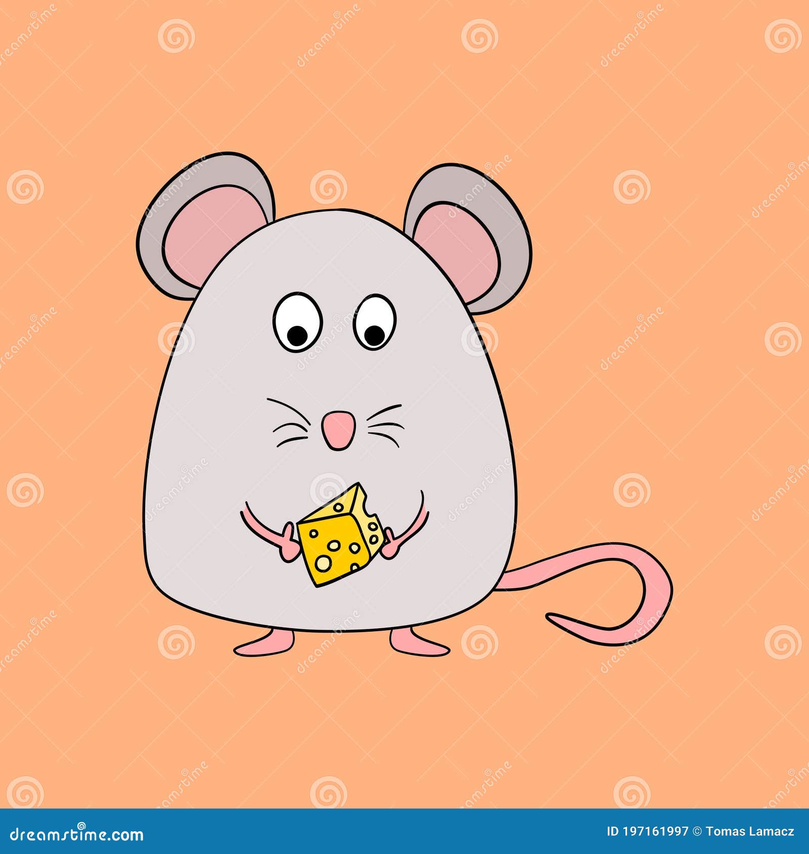 Cartoon Mouse Rat Character Holding a Cheese. Childish Drawing of a Simple  Funny Animal Mascot Stock Vector - Illustration of vintage, simple:  197161997