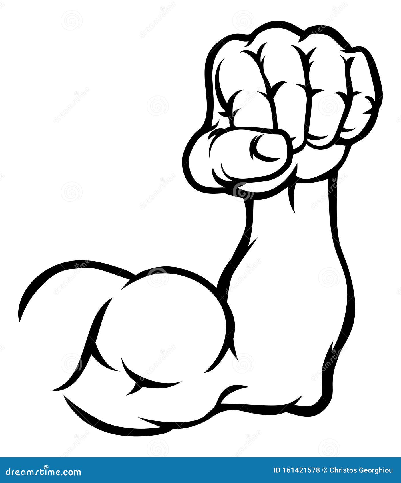 Muscular Cartoon Arm Bicep Muscle And Fist Stock Vector Illustration.