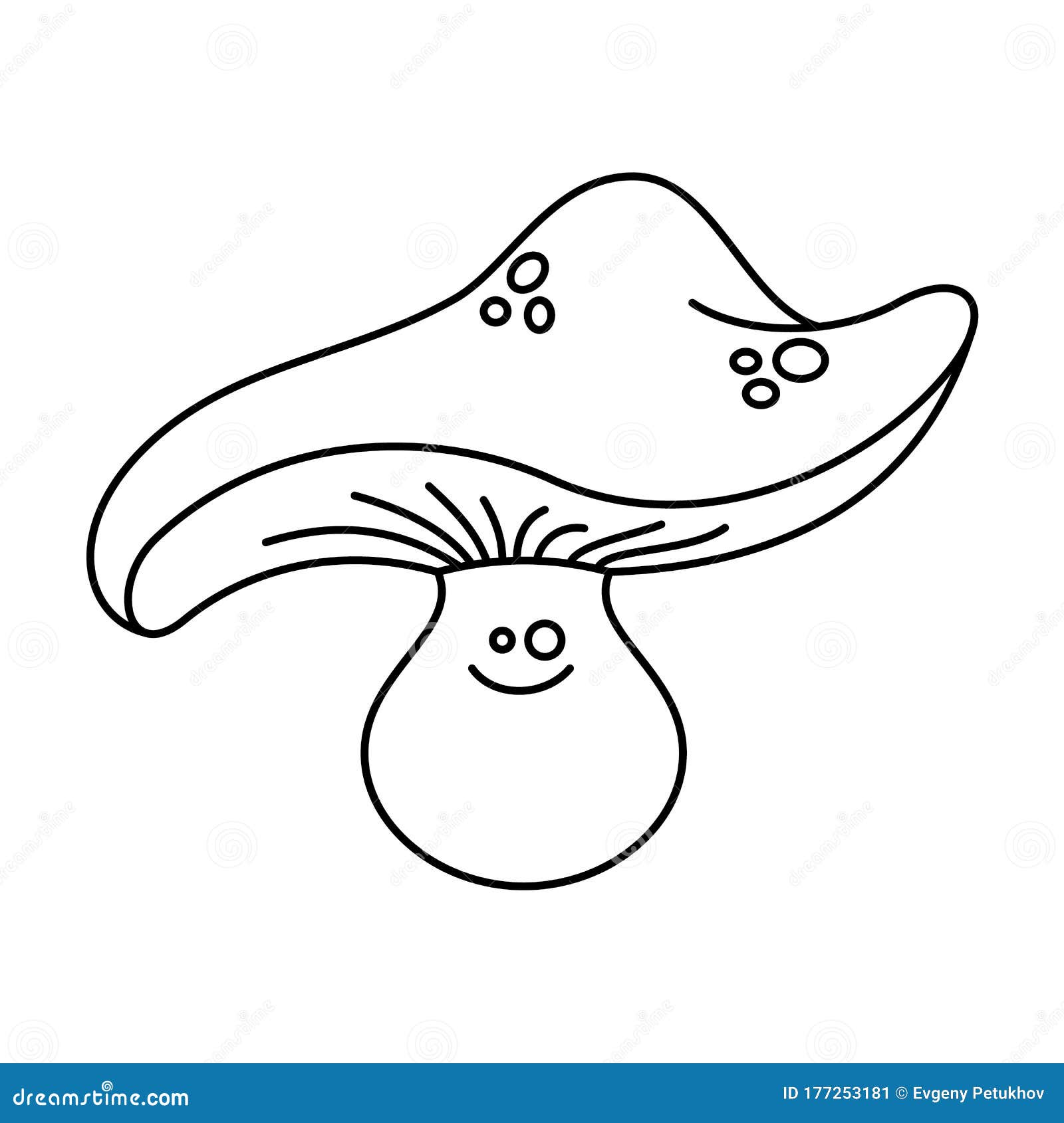 Cartoon Mushroom on a White Background. Contour Design for Self ...