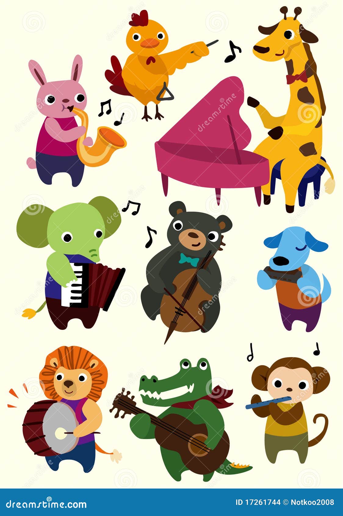 Cartoon music animal icon stock vector. Illustration of monkey - 17261744