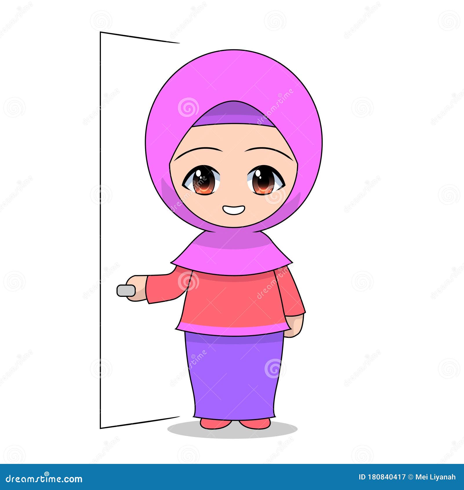 Cartoon Muslim Girl Holding the Door. daily Fun Activities Stock Vector - Illustration of chibi, happy: 180840417 Cartoon Muslim Girl Holding the Door. daily Fun Activities Stock Vector - Illustration of chibi, happy: 180840417