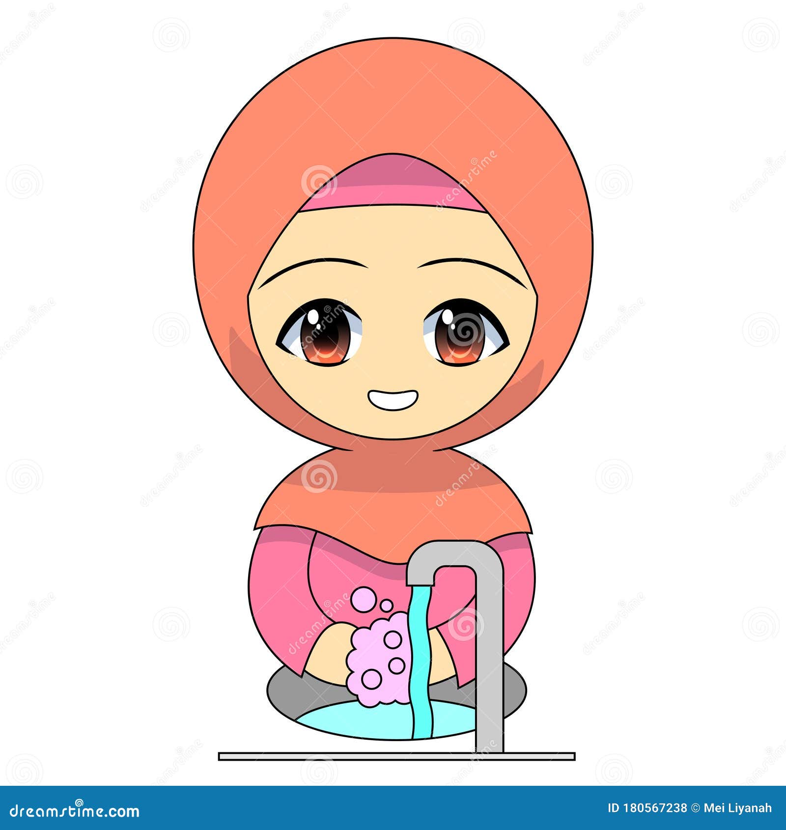 Cartoon Muslim Girl Washing Hands with Soap. daily Activities Maintain  Pleasant Personal Hygiene. Vector Illustration Stock Vector - Illustration  of education, avatar: 180567238