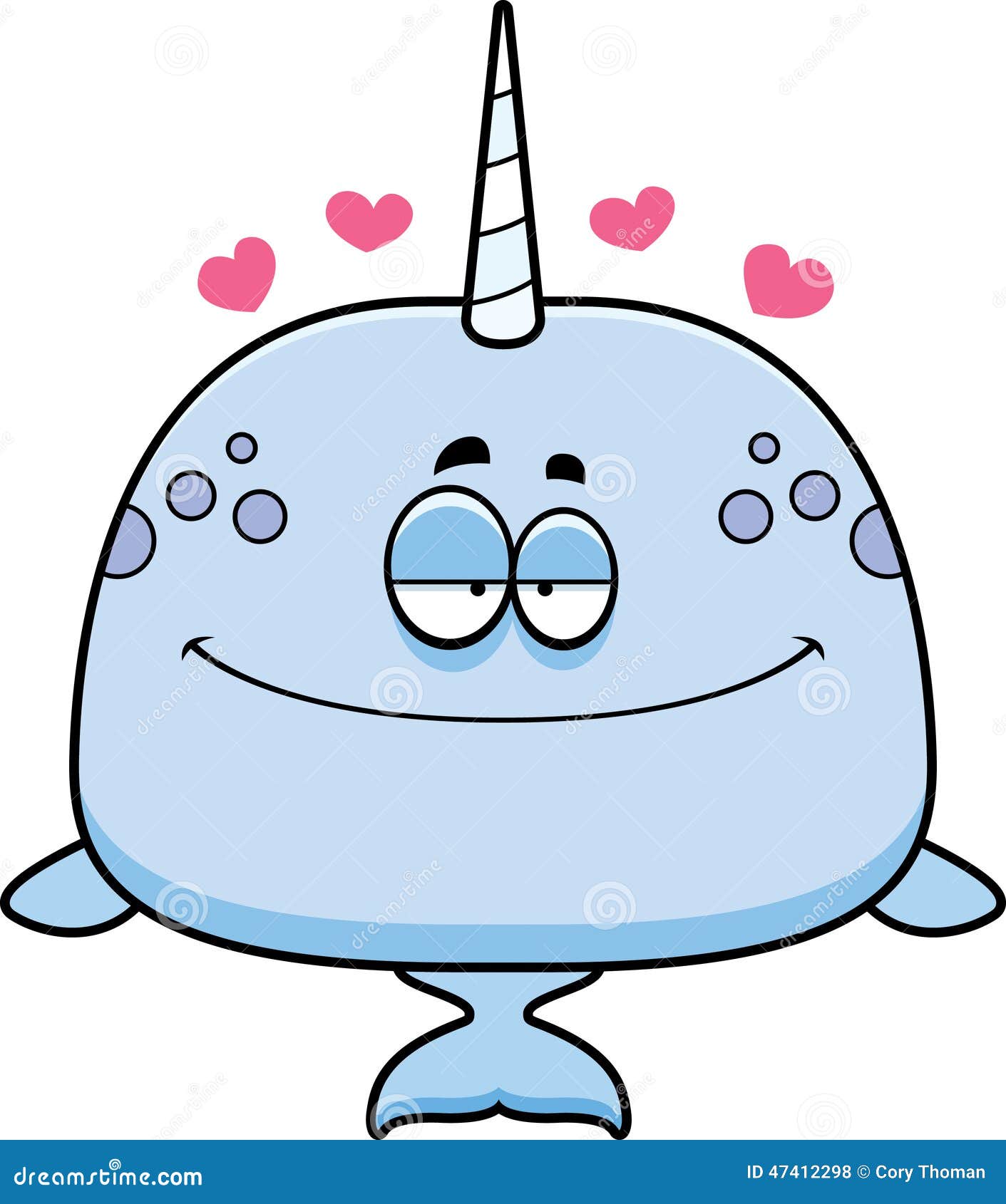 Cartoon Narwhal in Love stock vector. Illustration of clipart 47412298