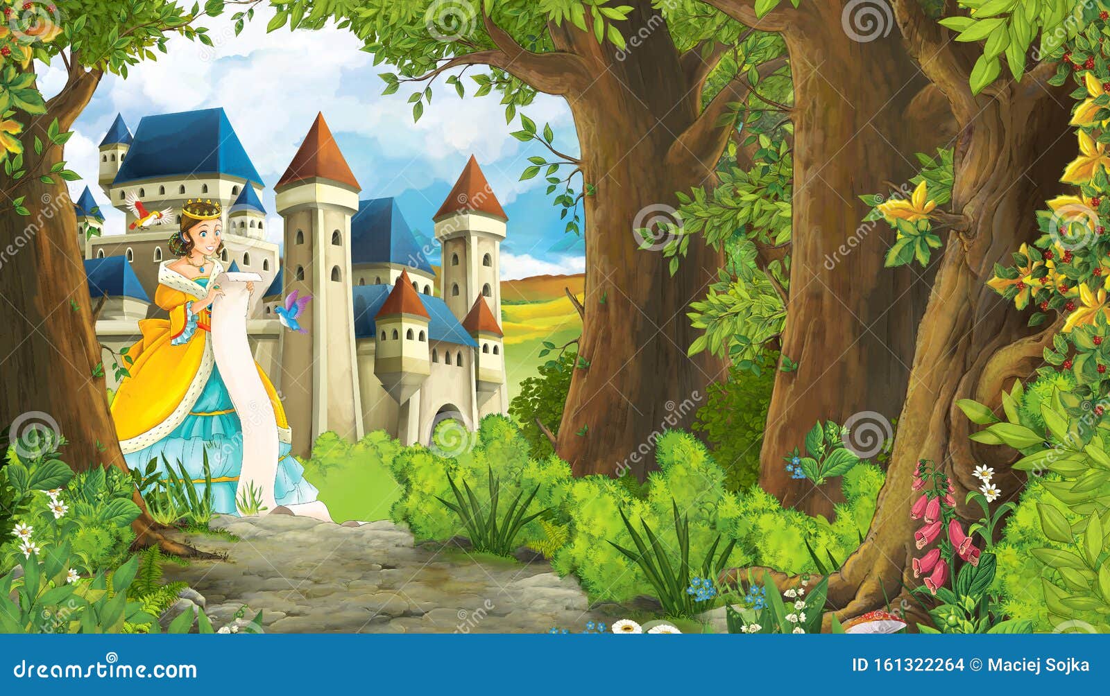 jeans belønning Kalksten Cartoon Nature Scene with Medieval City Street with Frame for Text Stock  Illustration - Illustration of house, fable: 161322264
