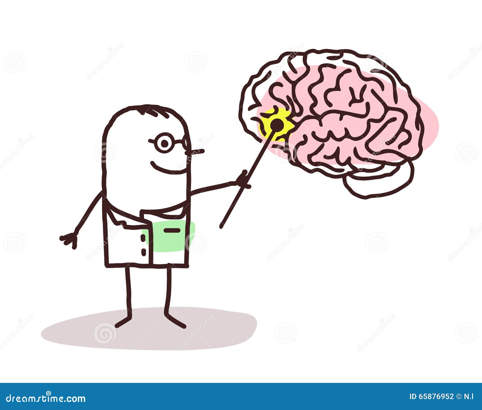 cartoon neurologist with brain