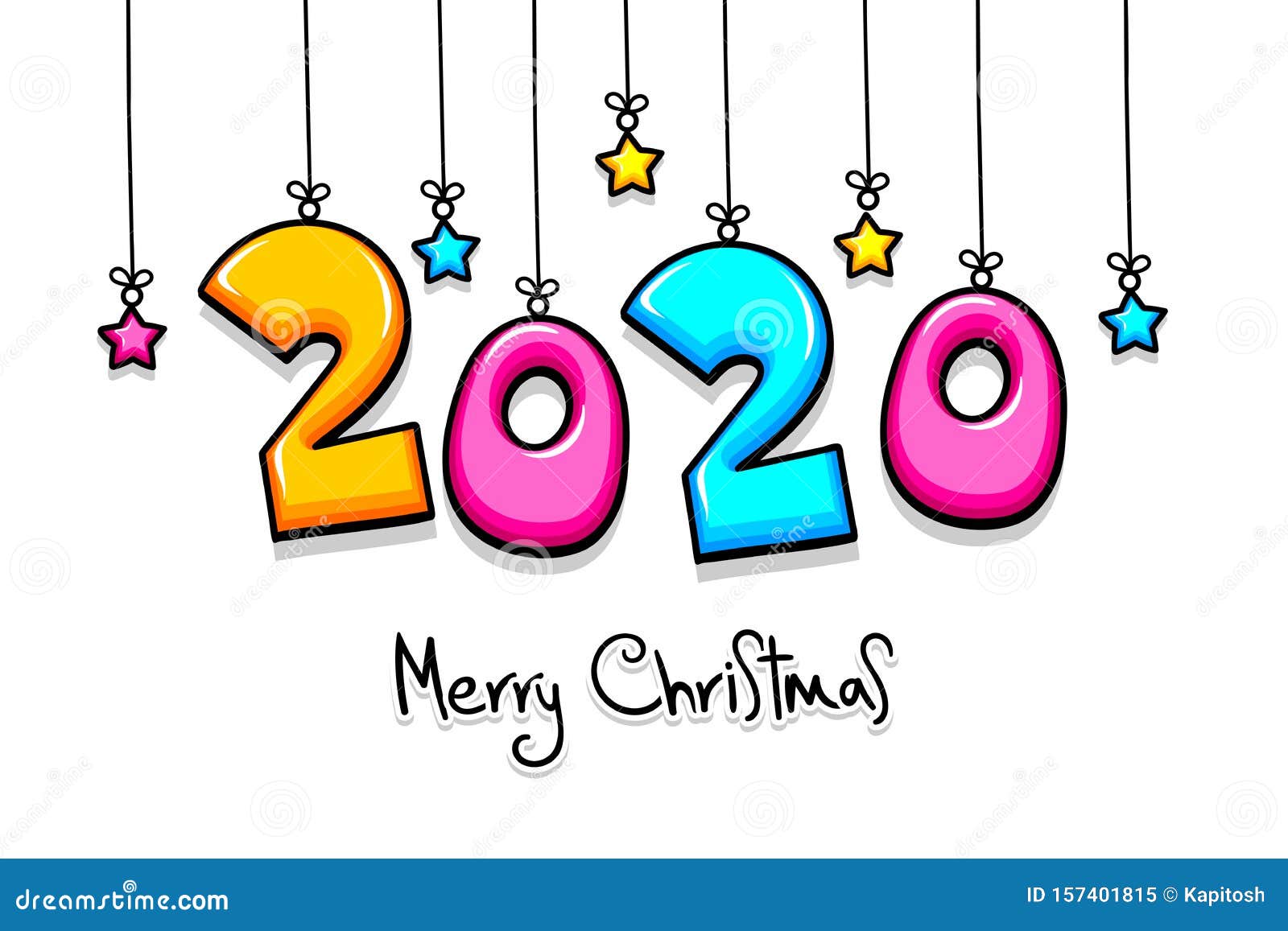 2020 Cartoon New Year Number Sketch Doodle Style. Stock Vector - Illustration of happy, concept ...