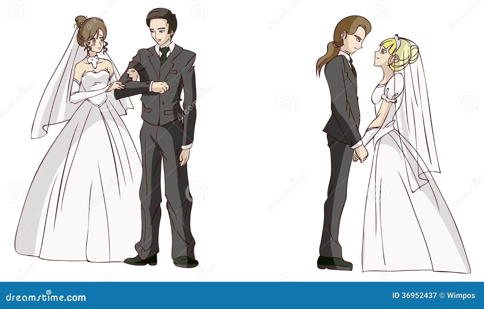 Cartoon Newlyweds Stock Illustration Illustration Of