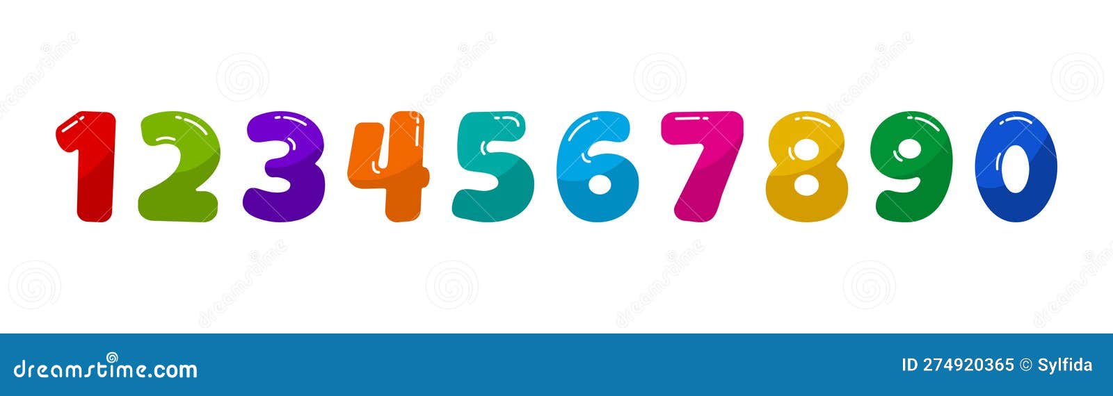 Funny Children Font With White Numbers In Color Circle Colorful