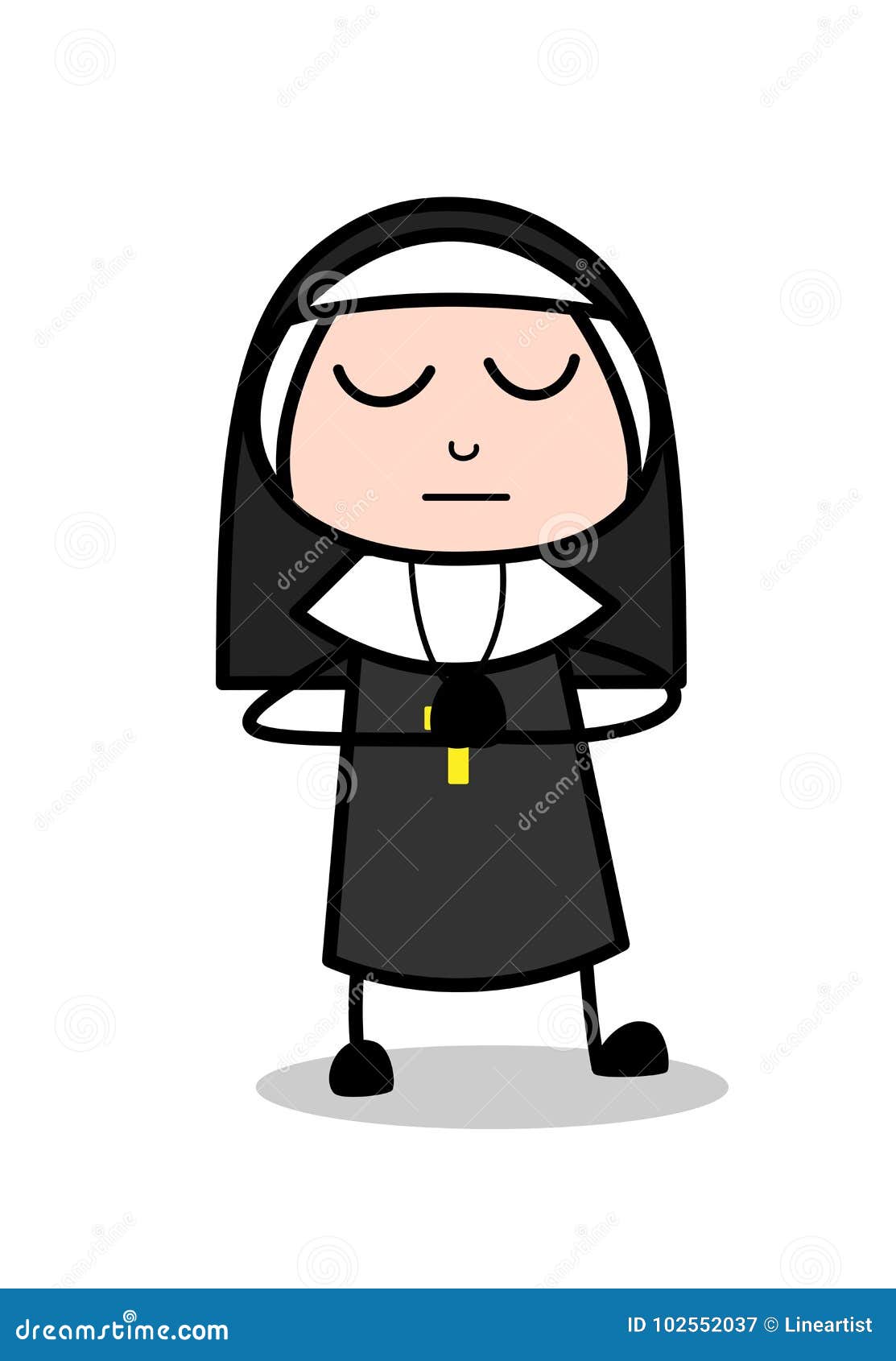 cartoon nun expressionless face 