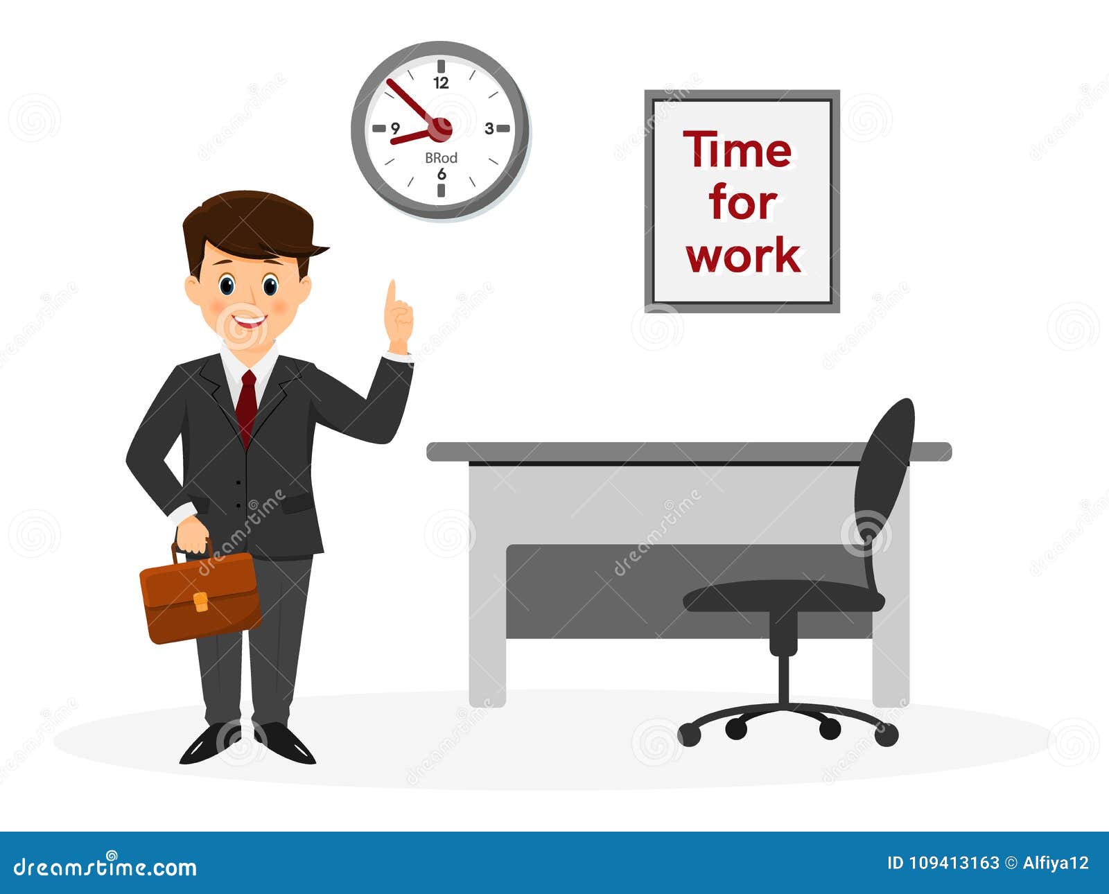 Cartoon Office Worker with Clock Stock Vector - Illustration of worker,  cartoon: 109413163