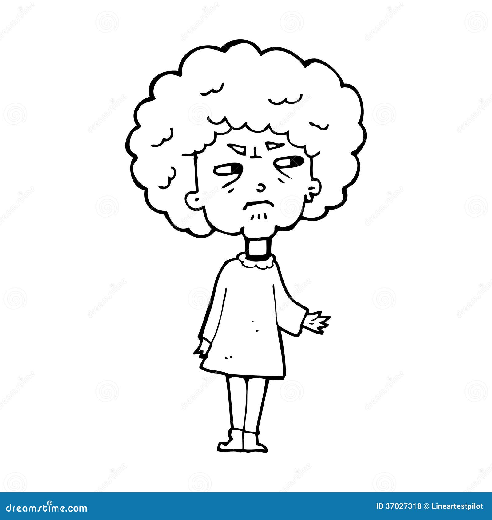 cartoon old woman black and white clipart