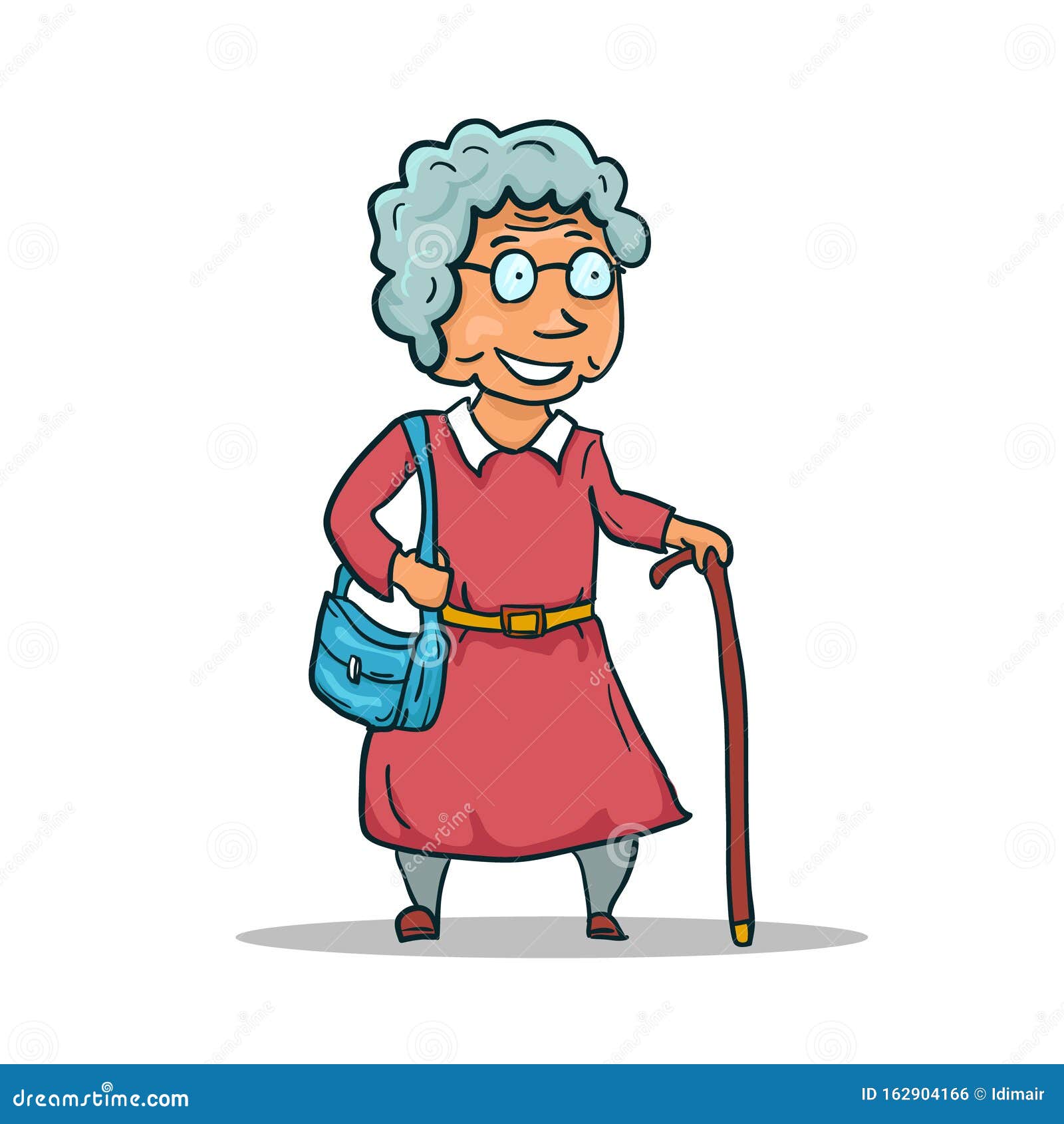 Cartoon Old Lady Character Isolated on White Background. Vector Stock ...