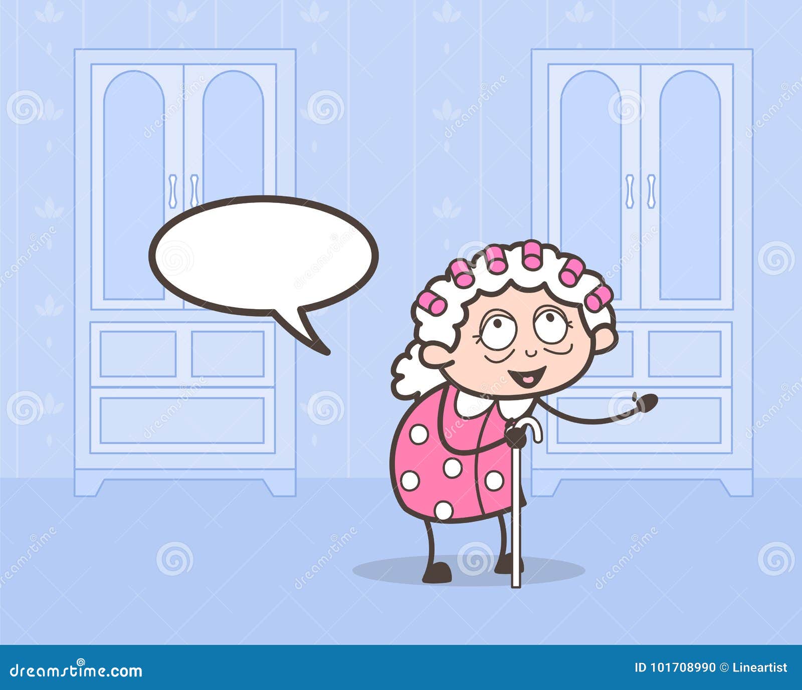 Cartoon Old Lady Making Styles on Hairs Vector Illustration Stock ...