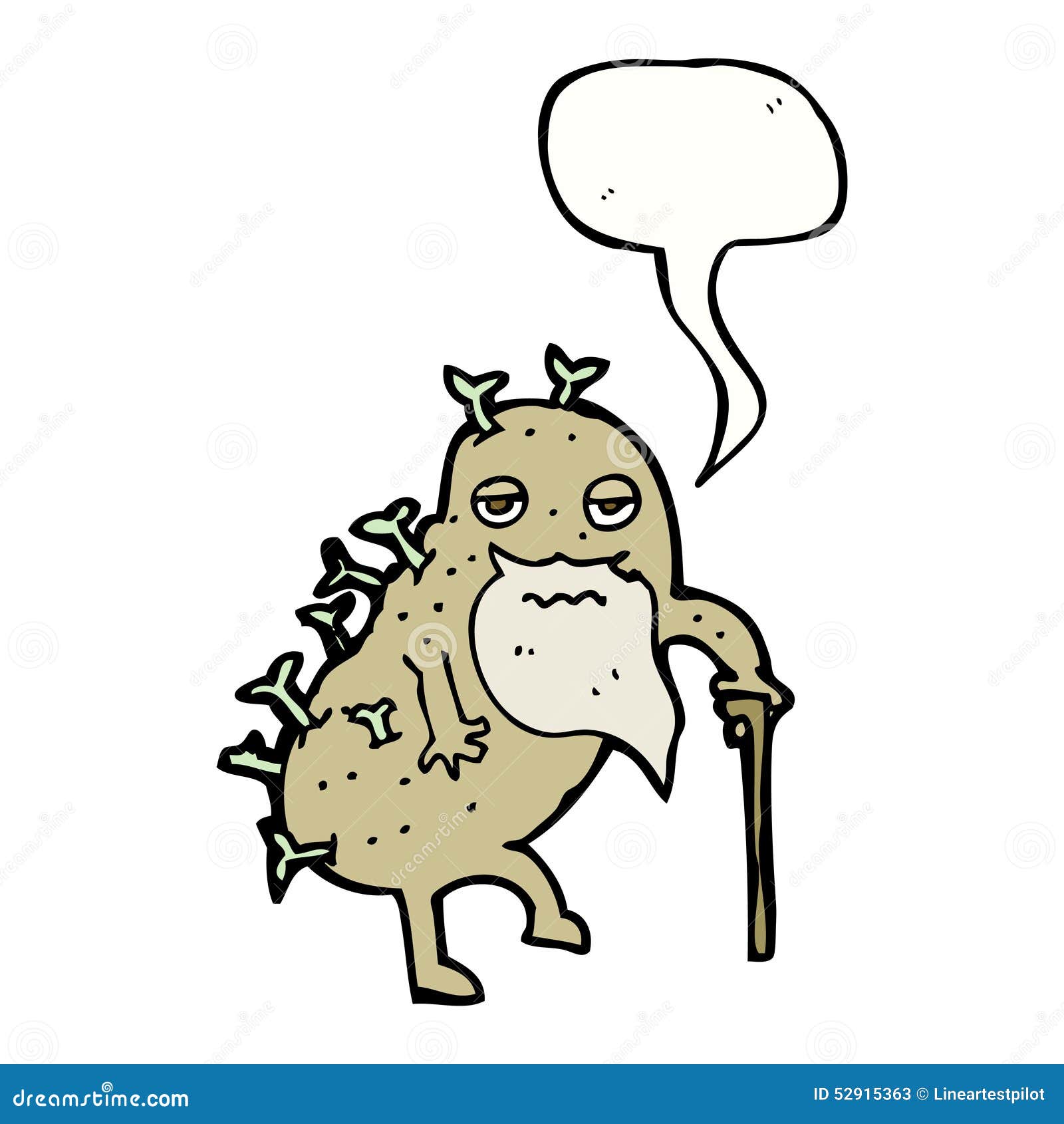 Cartoon Old Potato with Speech Bubble Stock Illustration Illustration