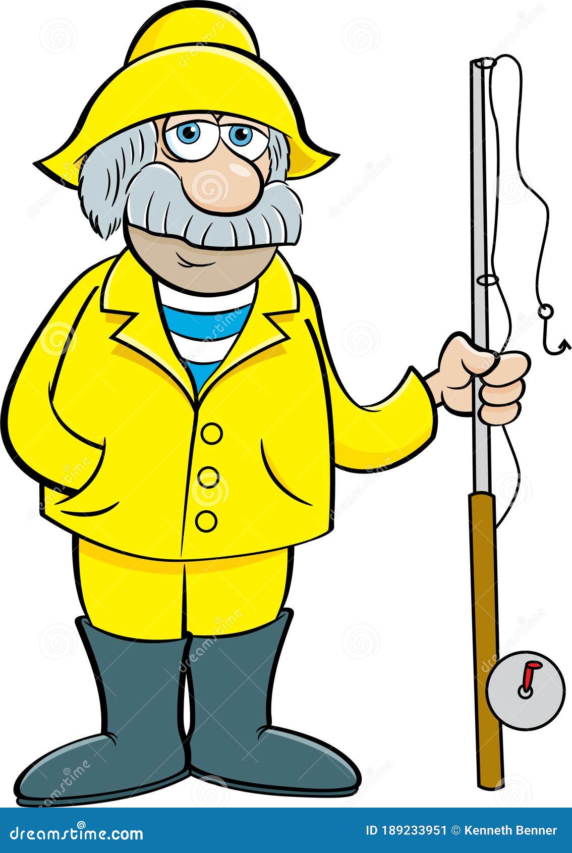 Cartoon Old Sea Captain Holding A Fishing Pole. Stock ...