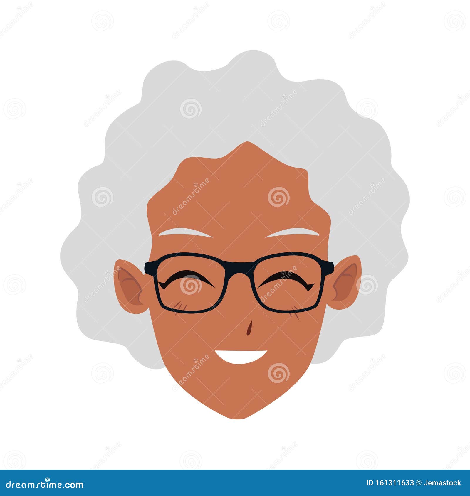 Cartoon Old Woman With Glasses Flat Design Stock Vector Illustration