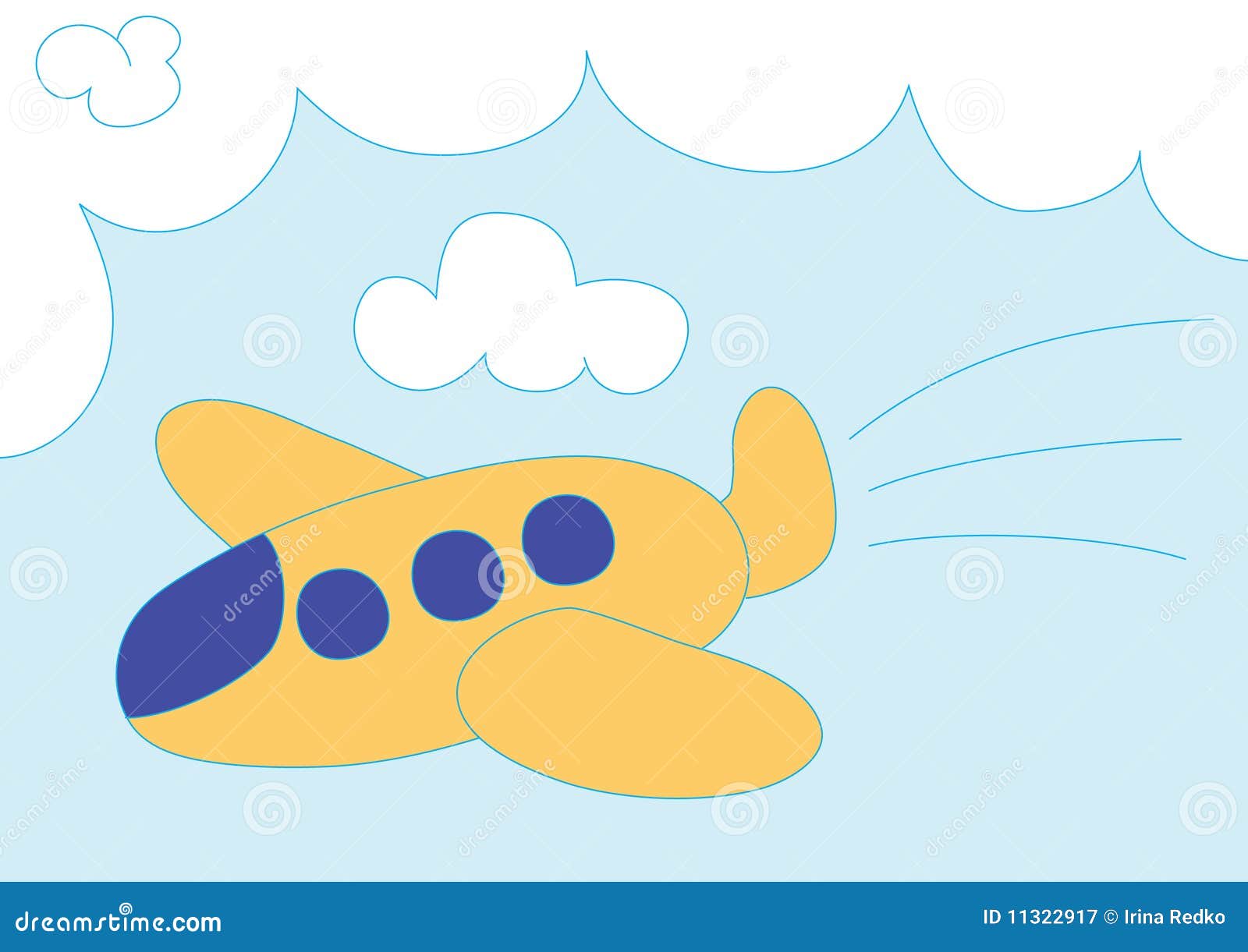 Cartoon orange airplane stock illustration. Illustration of cloud