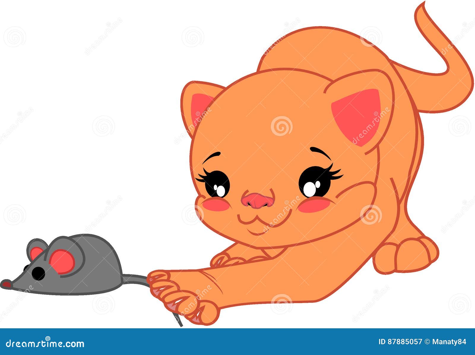 Cartoon Orange Cat and a Mouse Stock Vector - Illustration of nice, orange:  87885057