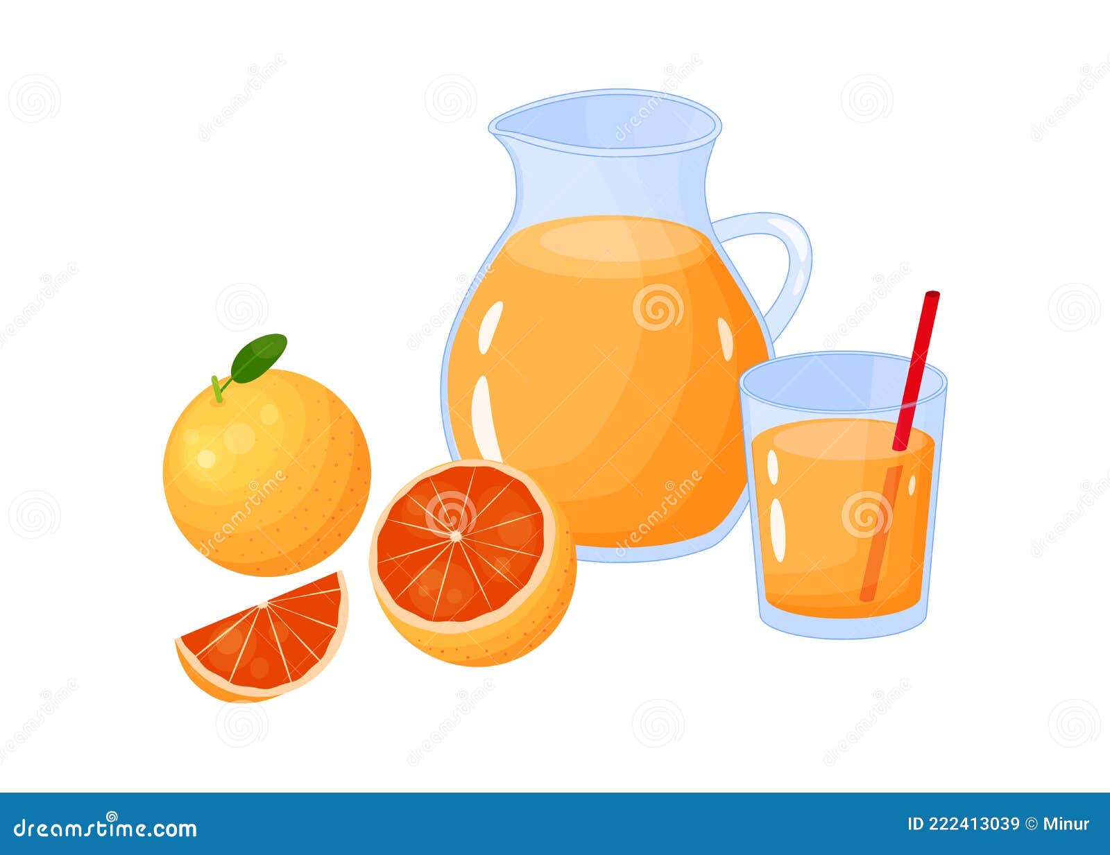 Cartoon Orange Juice Composition. Stock Vector - Illustration of  transparent, sweet: 222413039