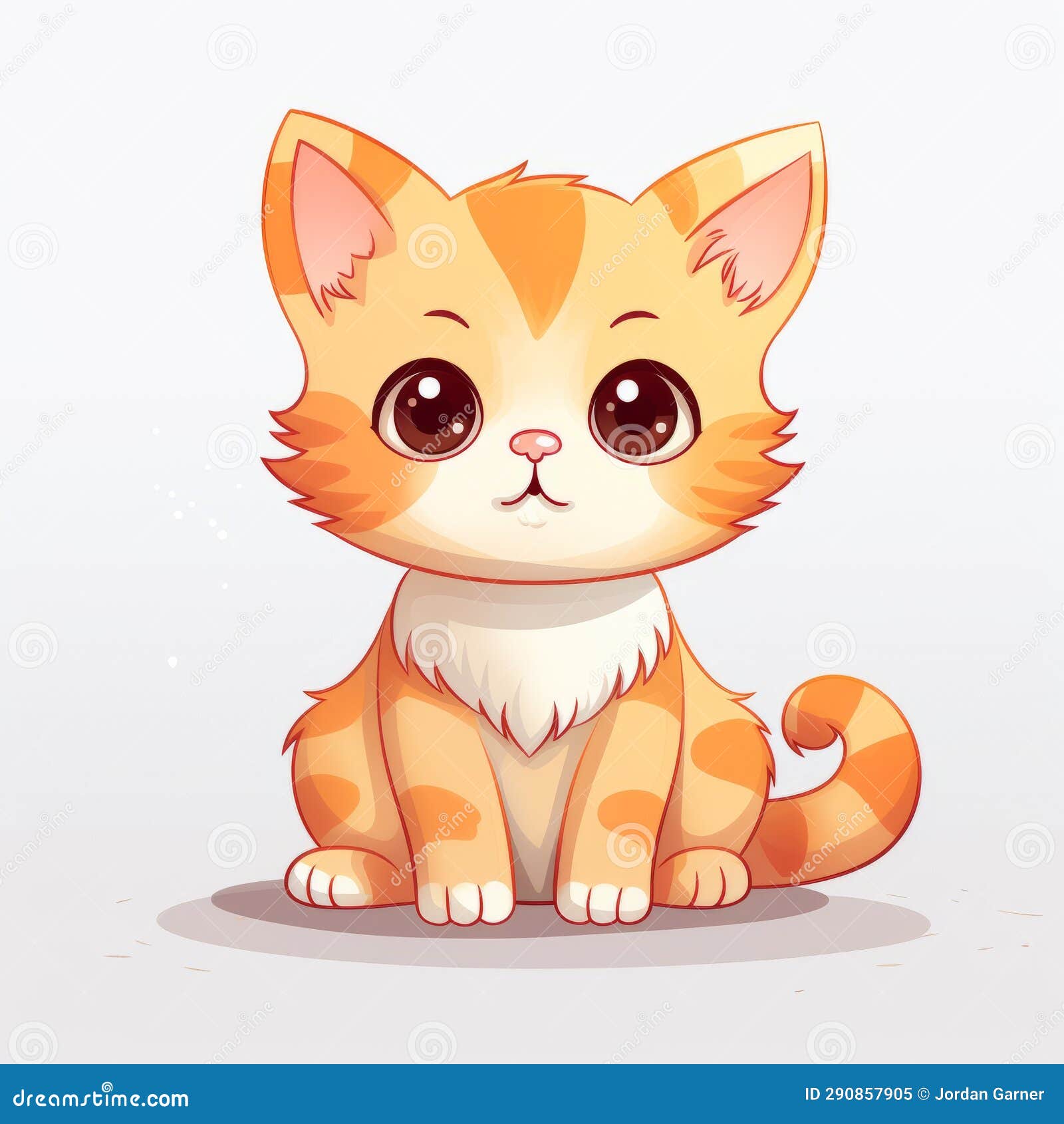 A Cartoon Orange and White Cat with Big Eyes Stock Illustration ...