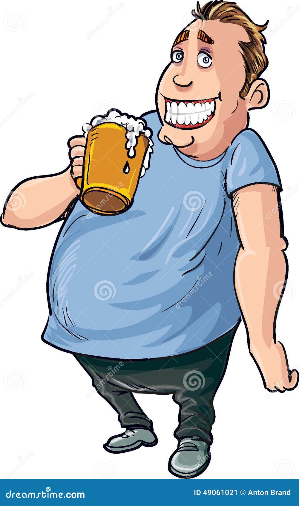 cartoon overweight beer drinker