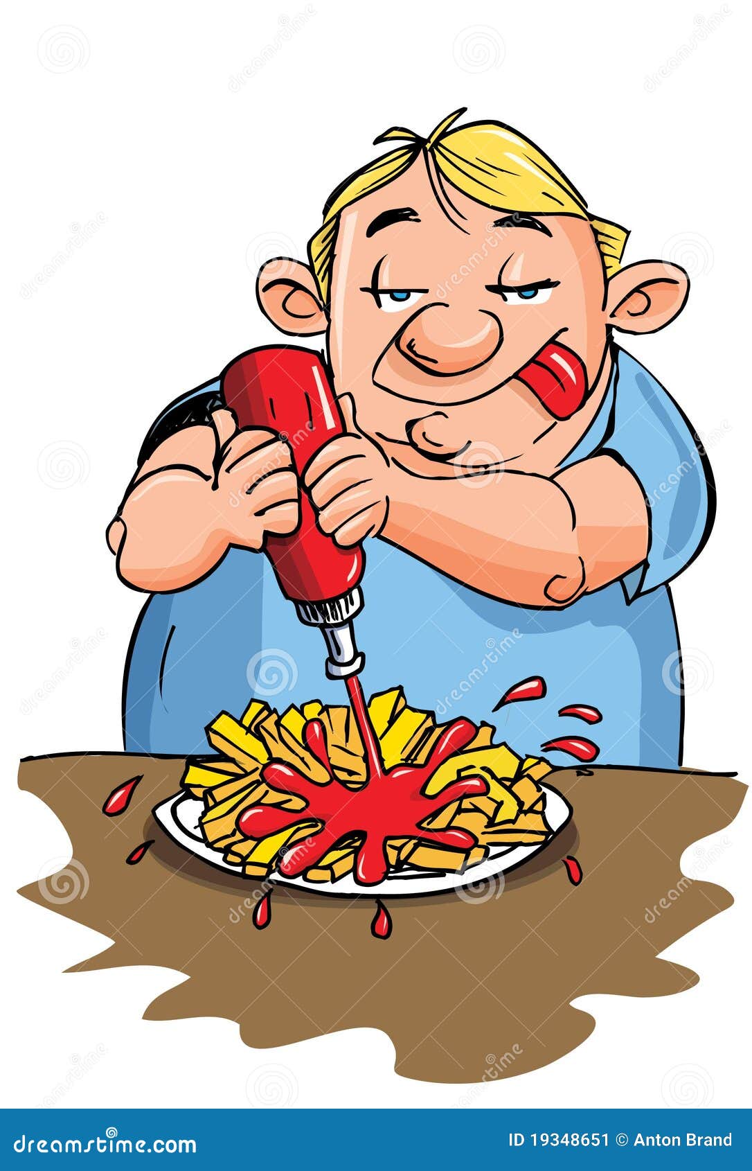 Cartoon Of Overweight Man Eating Stock Image - Image: 19348651