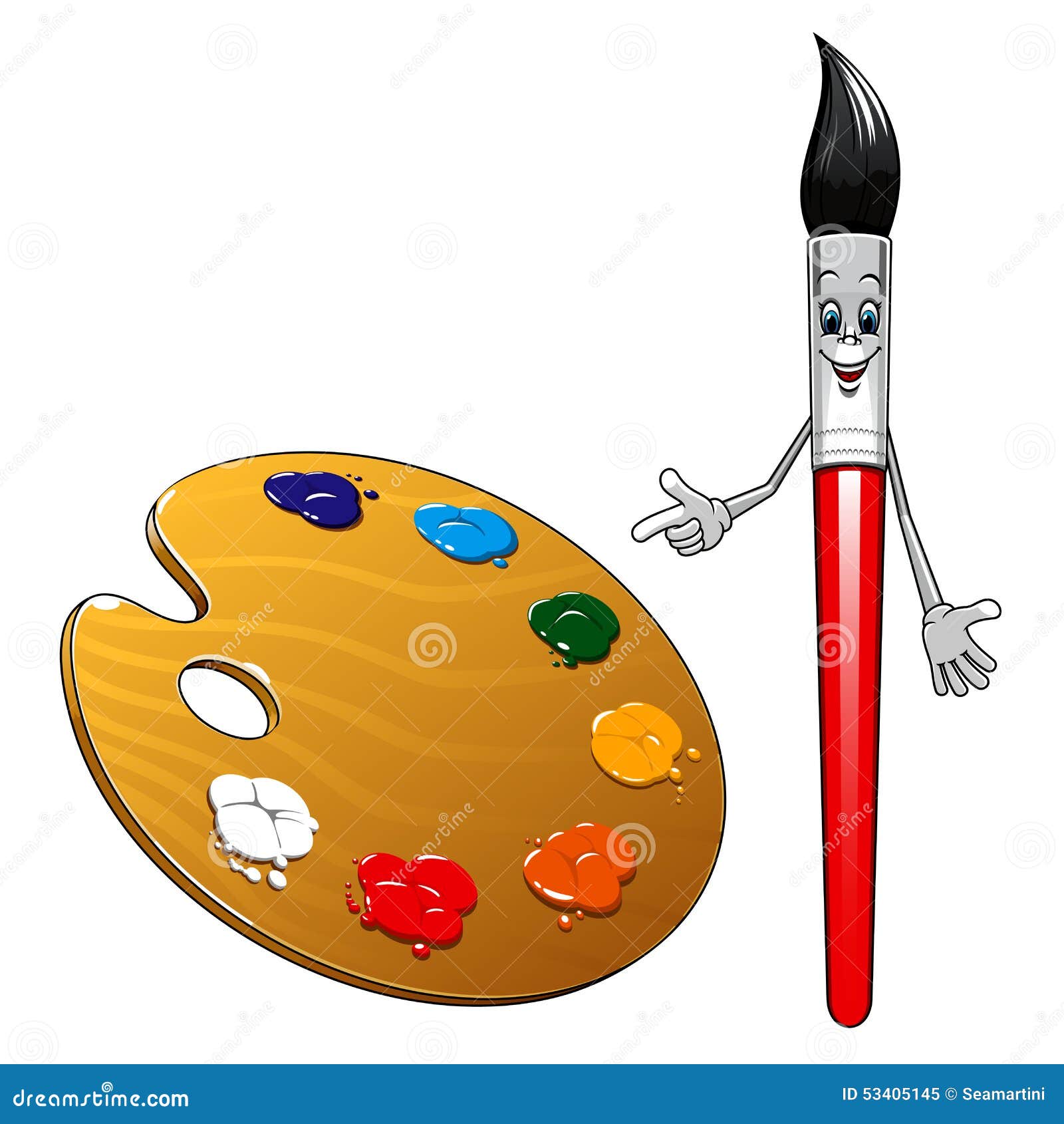 Paint Pallet And Paint Brush Cartoon Vector Icon' Baseball Cap