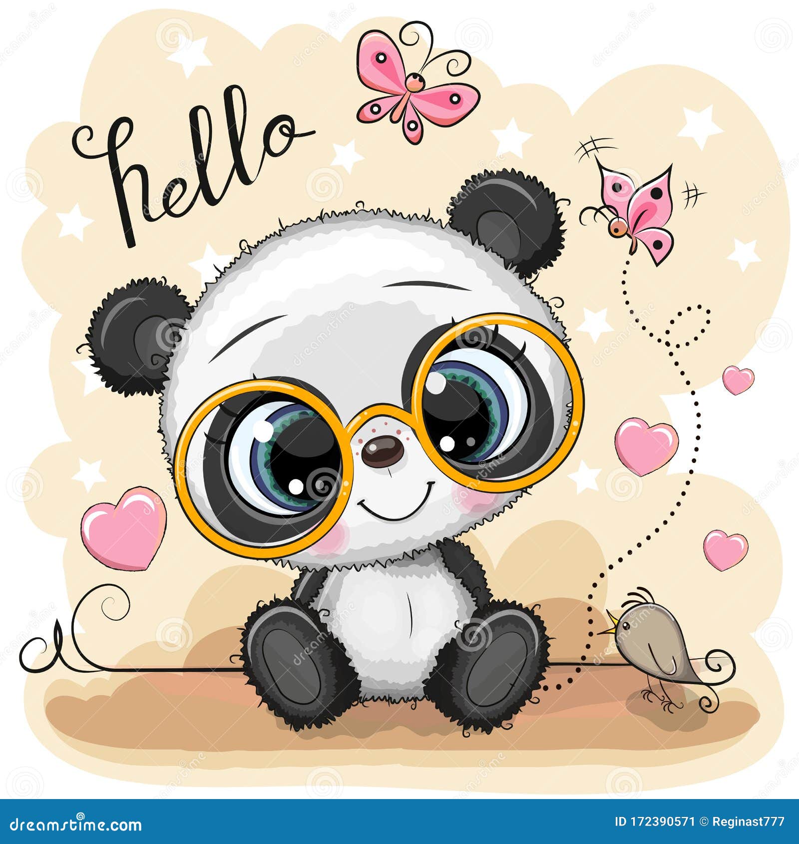 Premium Vector  Cute panda bear with glasses illustration.