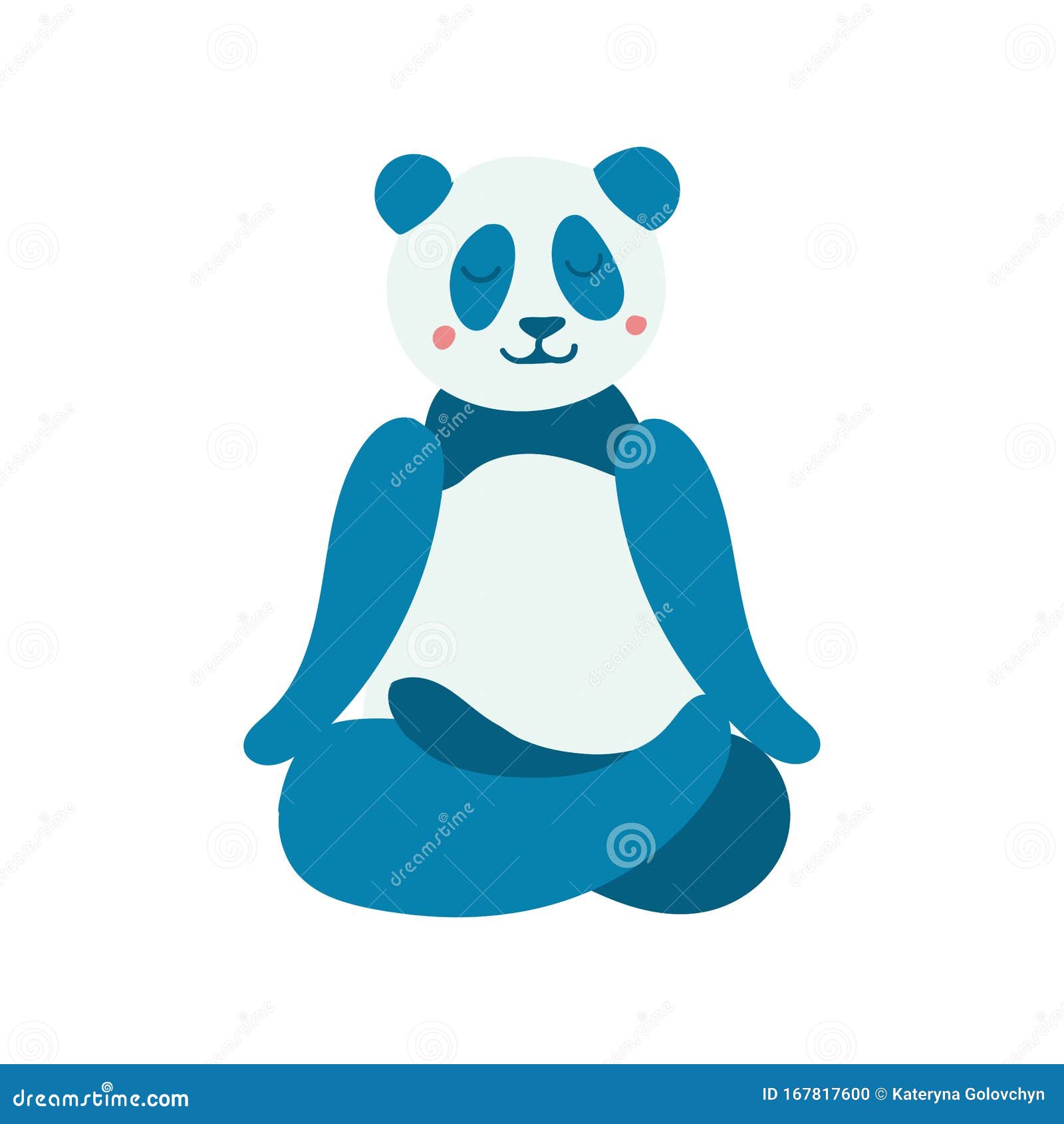 Cartoon Panda Performing Yoga Exercise. Drawing Character Sitting in ...