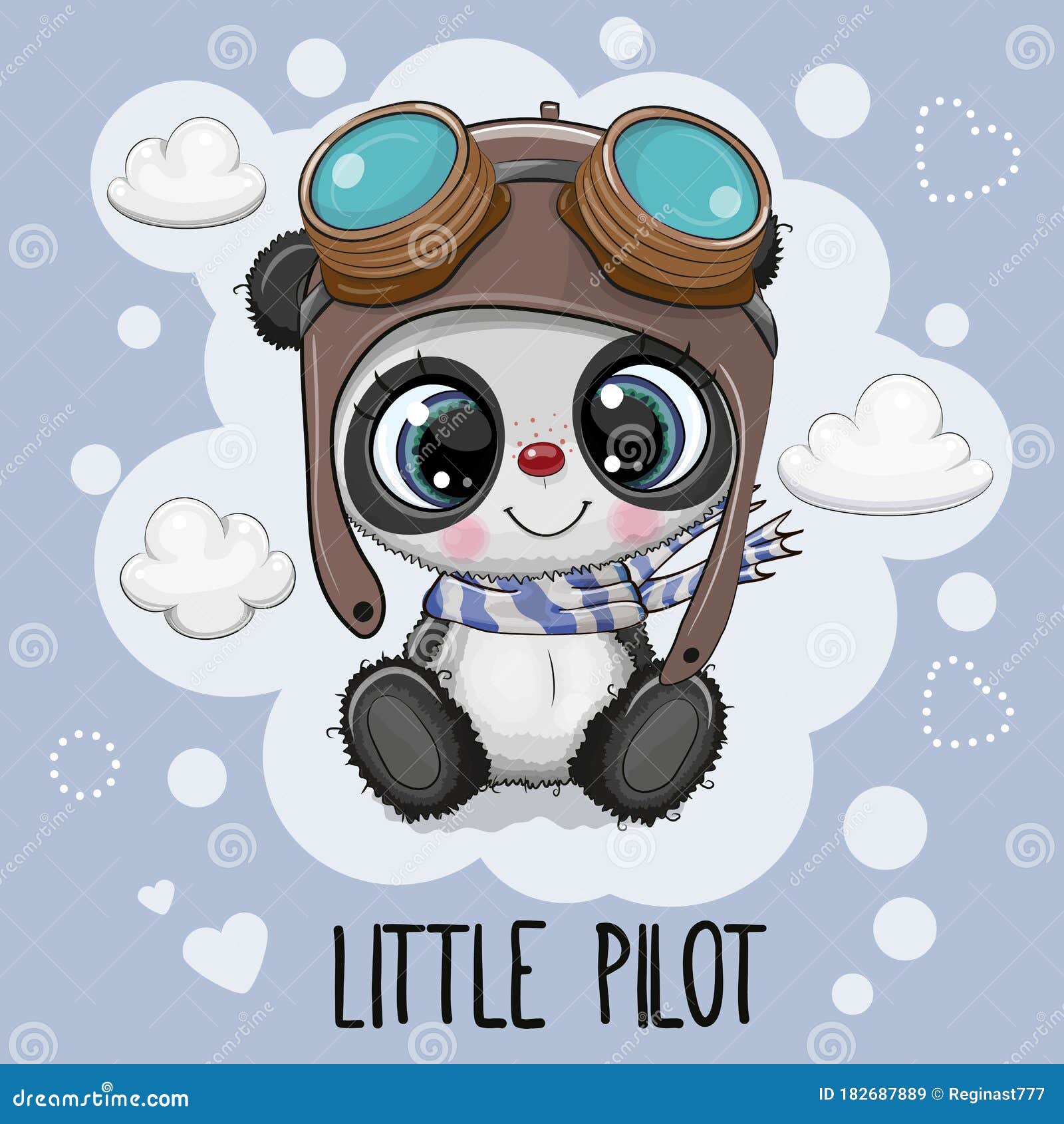 cartoon panda in a pilot hat on a blue background