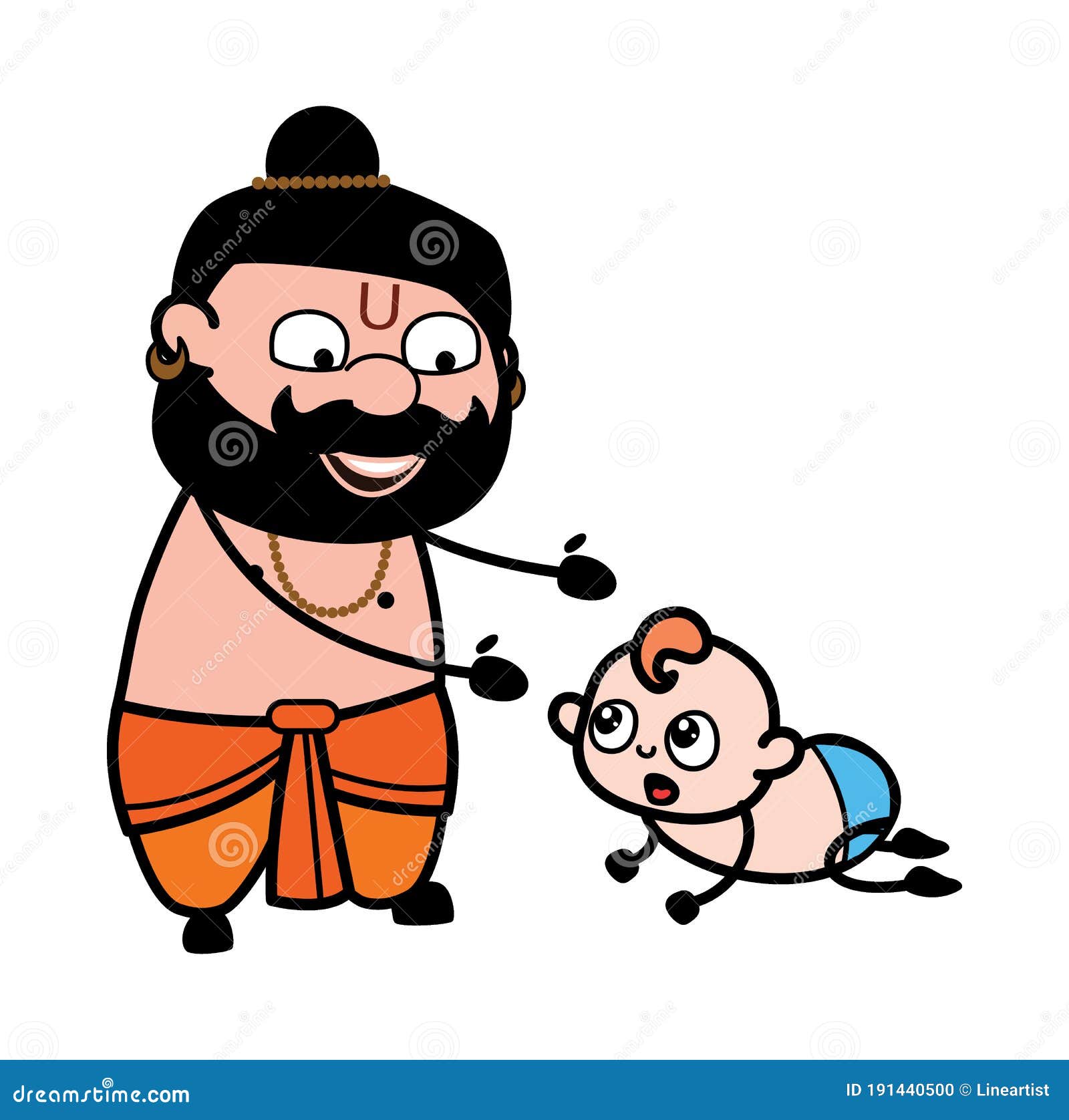 Cartoon Pandit With Crowling Baby Stock Photo | CartoonDealer.com ...