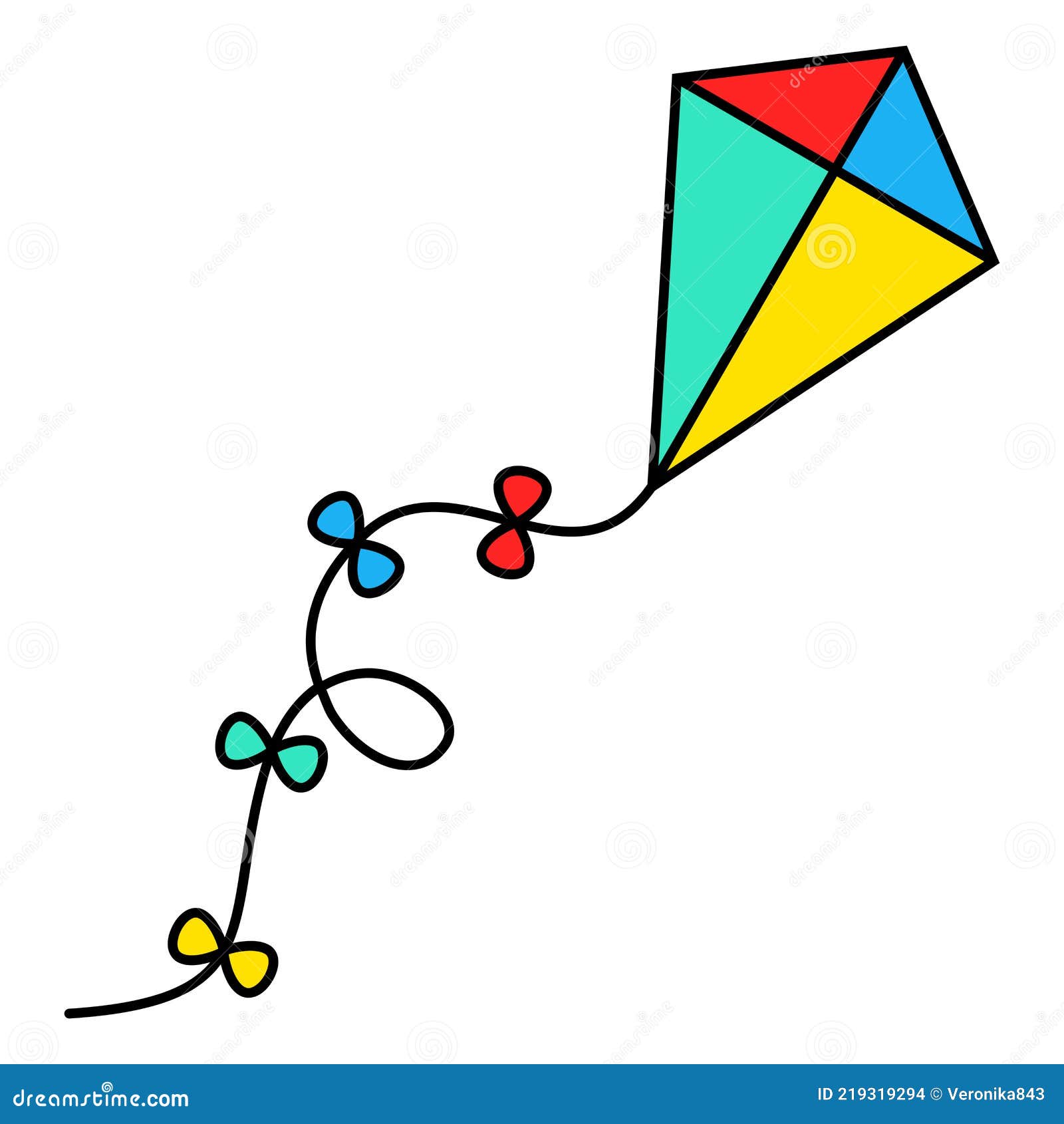 Cartoon Paper Kite Icon. Vector Illustration Isolated on White Stock Vector  - Illustration of object, children: 219319294