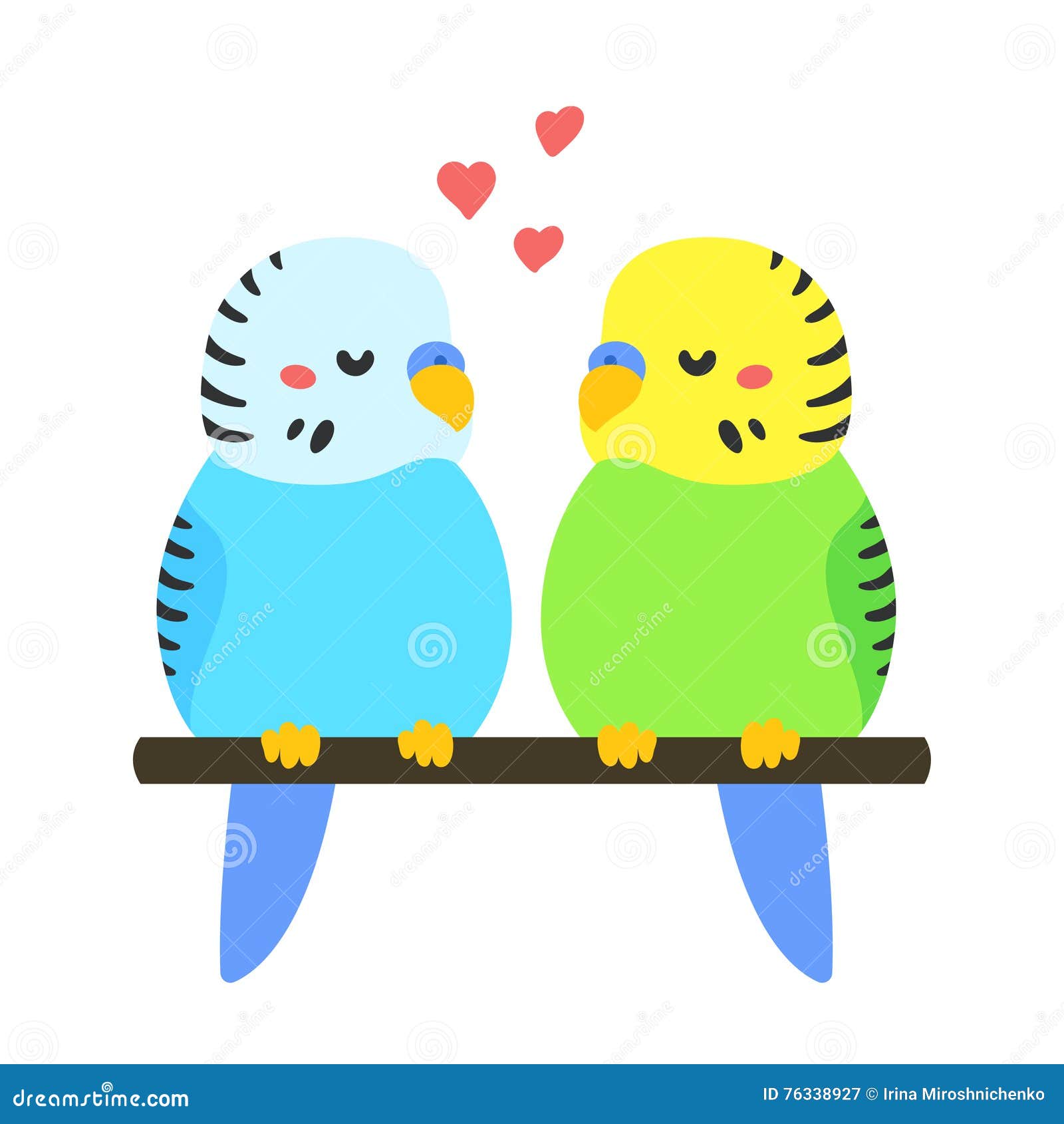 Cartoon Parakeets couple stock vector. Illustration of small - 76338927