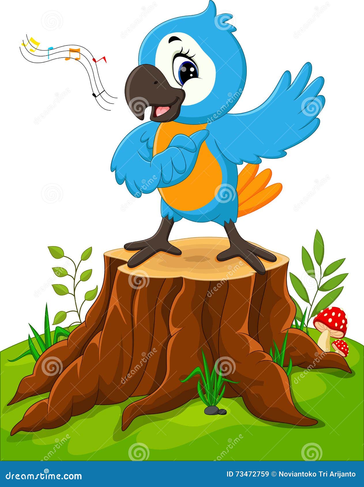Cartoon parrot singing stock vector. Illustration of friendly - 73472759