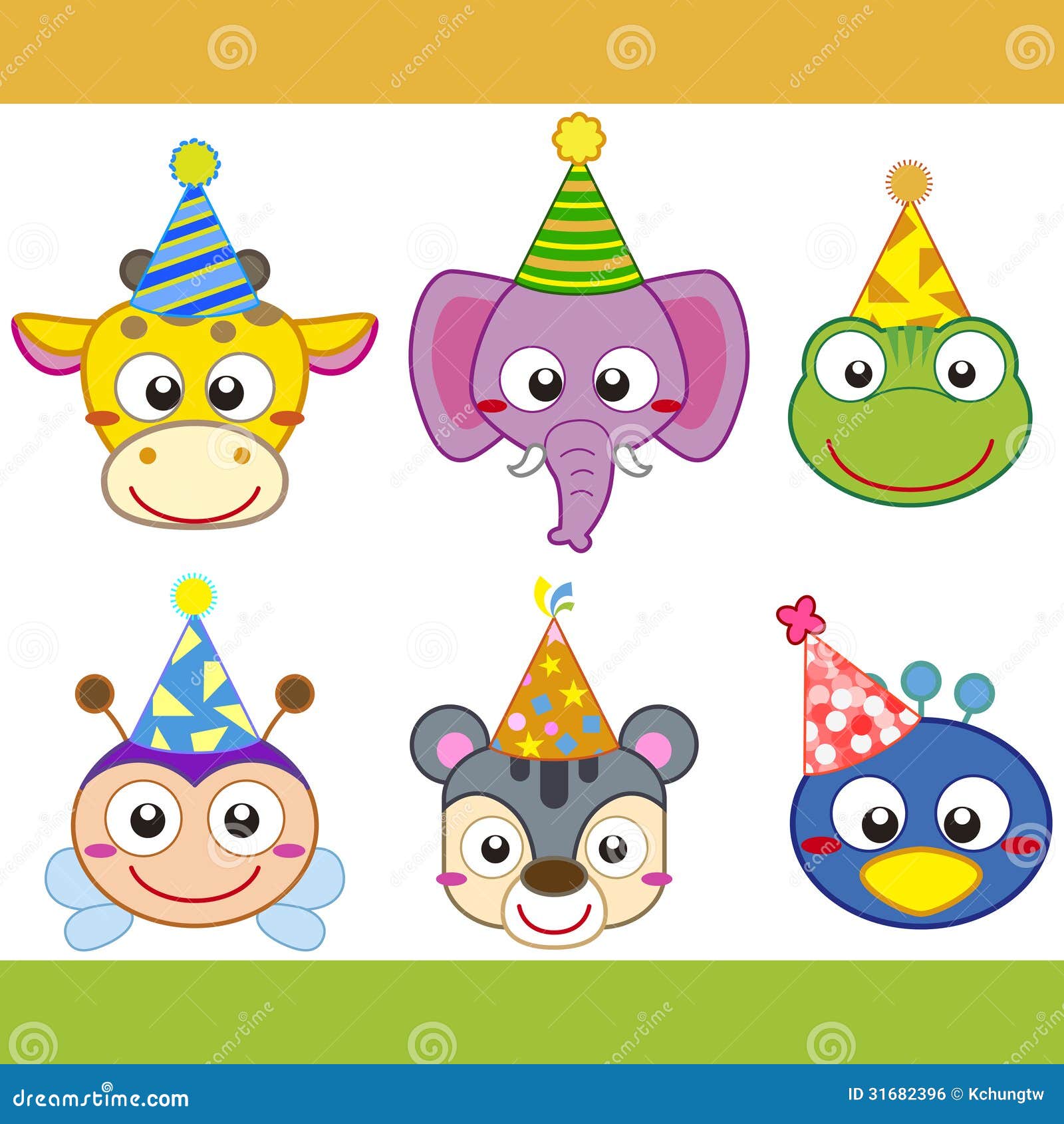 Cartoon Party Animal Icons Collection Stock Vector - Illustration of  friend, cartoon: 31682396