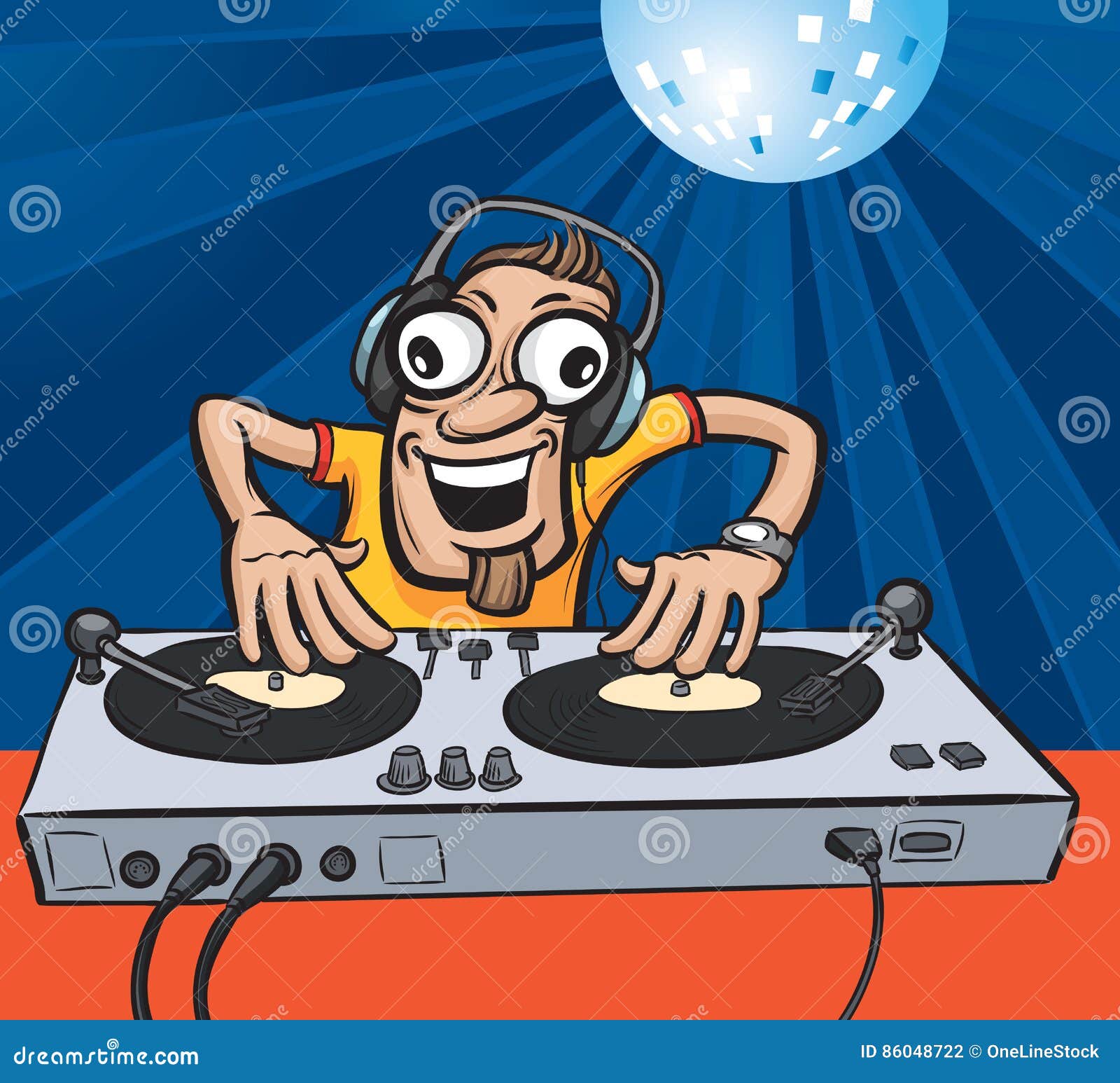 Cartoon party DJ stock vector. Illustration of disco - 86048722