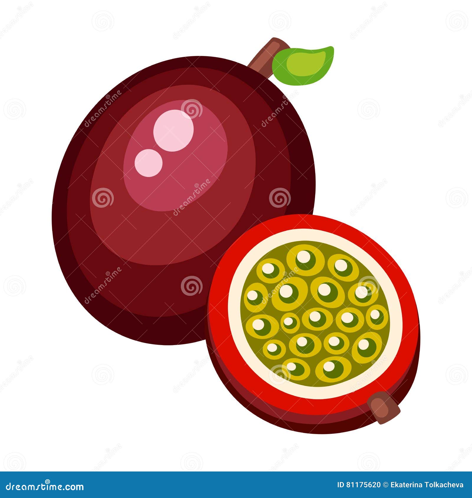 Cartoon Passionfruit On A White Background RoyaltyFree Illustration