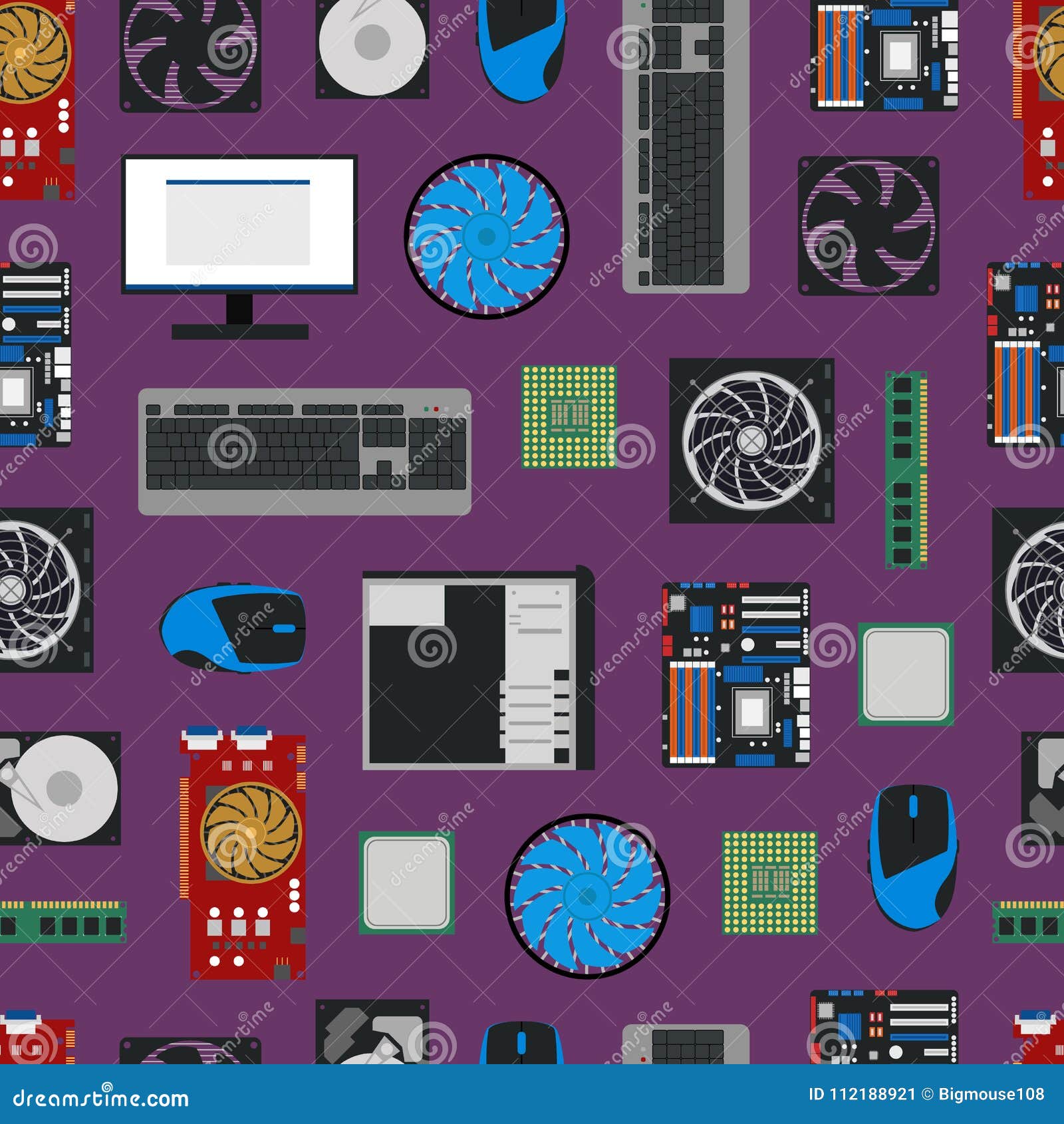 Cartoon pc components for computer store banner Vector Image