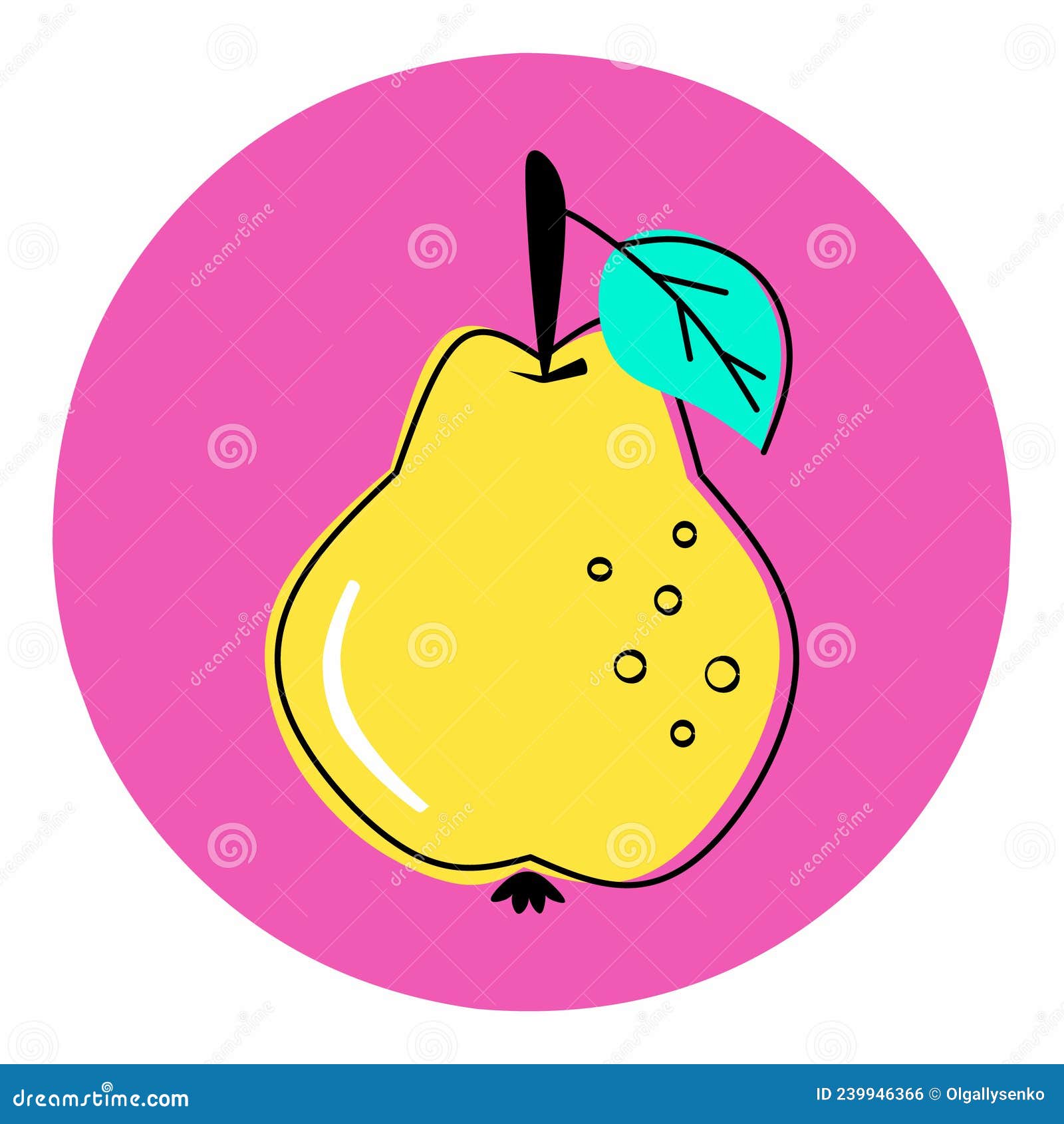 Cartoon Pear Fruit Flat Icon Stock Vector Illustration of fresh