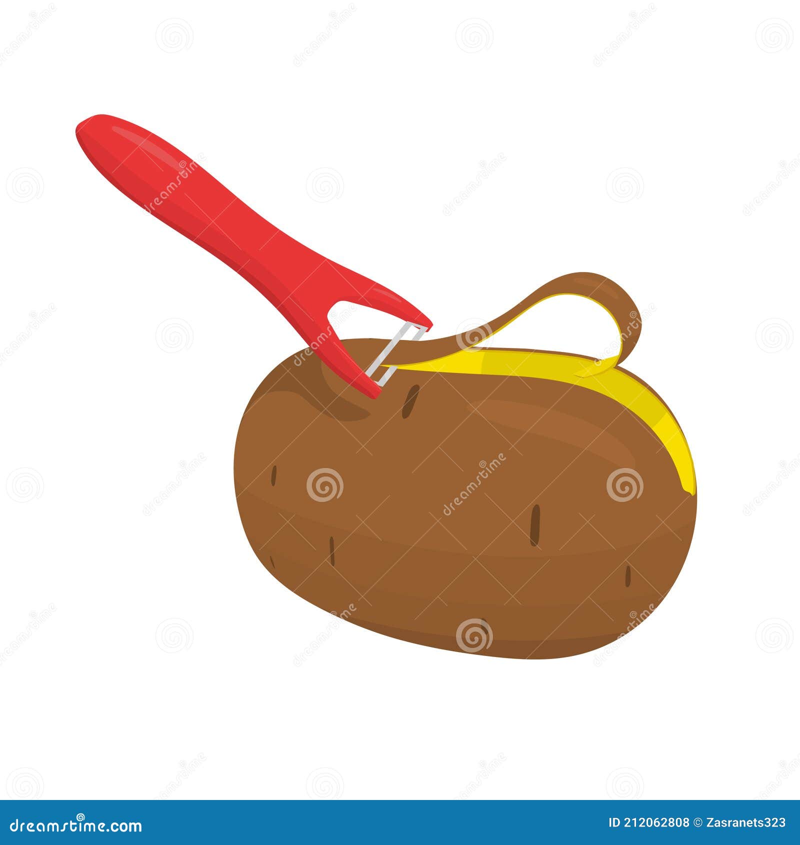 Cartoon Peeler is Peeling Potatoes. Stock Vector Illustration of sharp, fresh 212062808