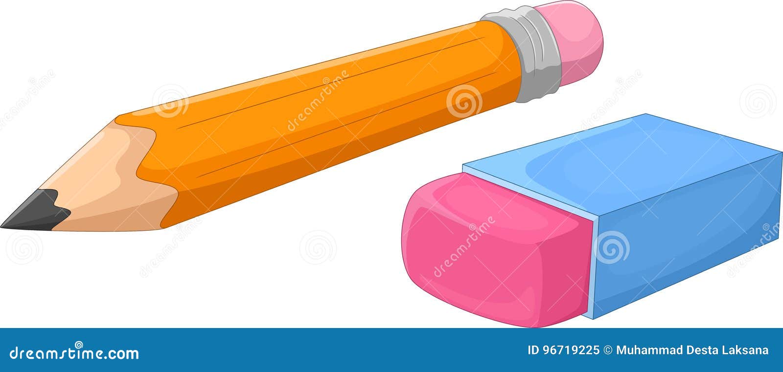 Cartoon pencil and eraser stock illustration. Illustration of concept 96719225