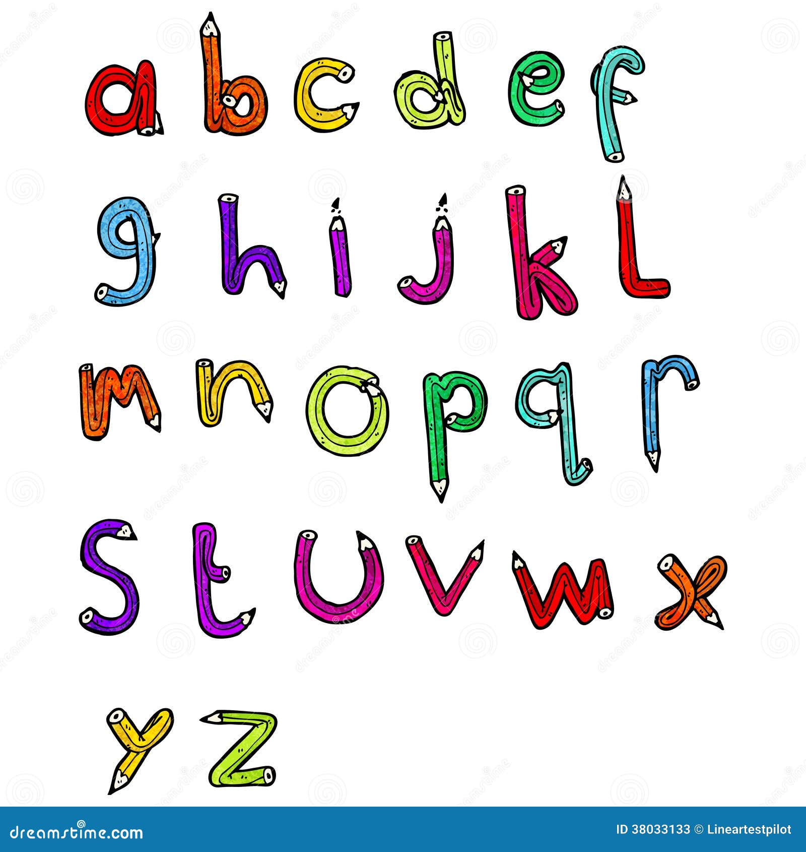 Cartoon Pencil Shaped Alphabet Stock Vector Illustration of character