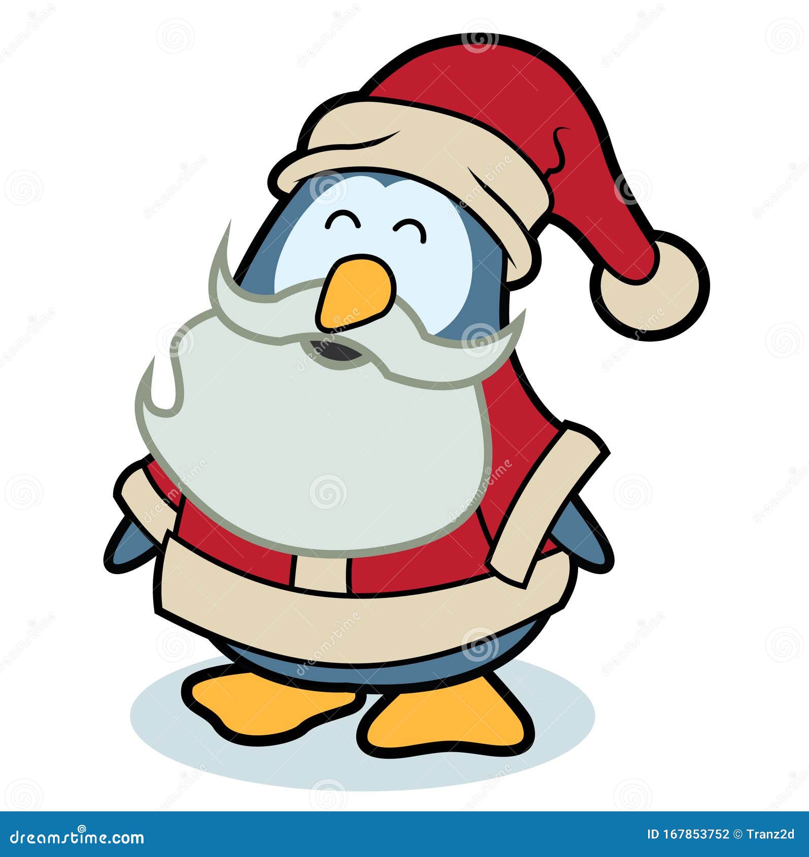 Pinguim fofo com chapéu de papai noel desenho animado de natal