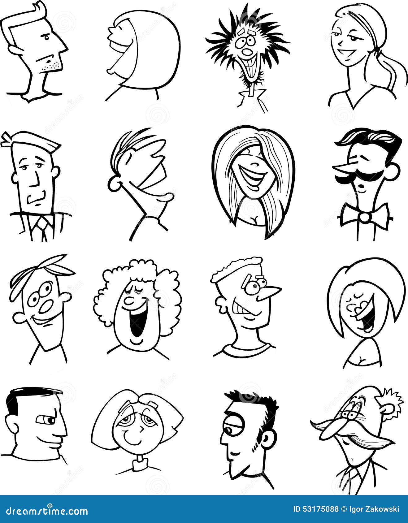 Cartoon People Characters Faces Stock Vector ...