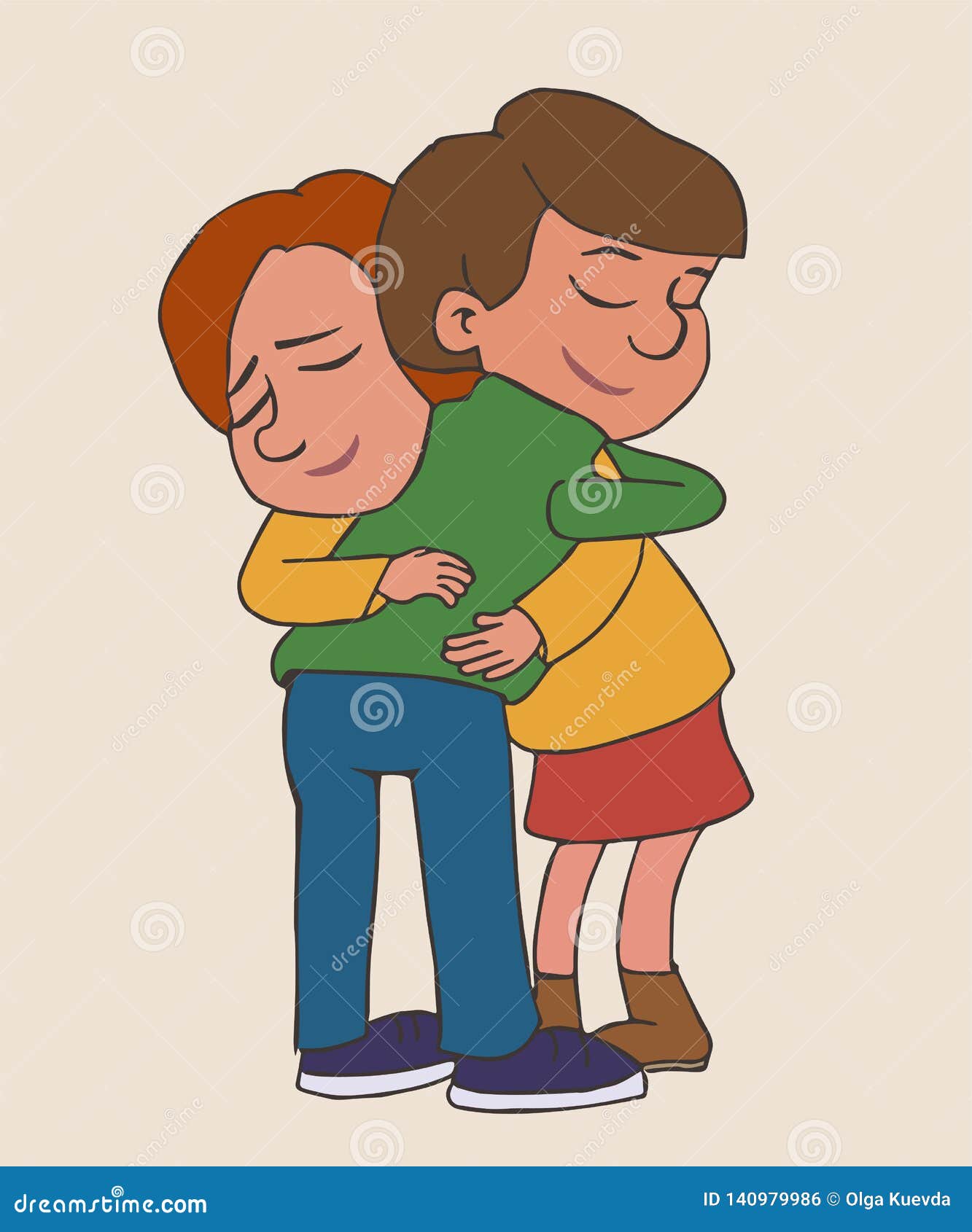 Cartoon People Hugging Cartoon Vector Stock Vector Illustration Of