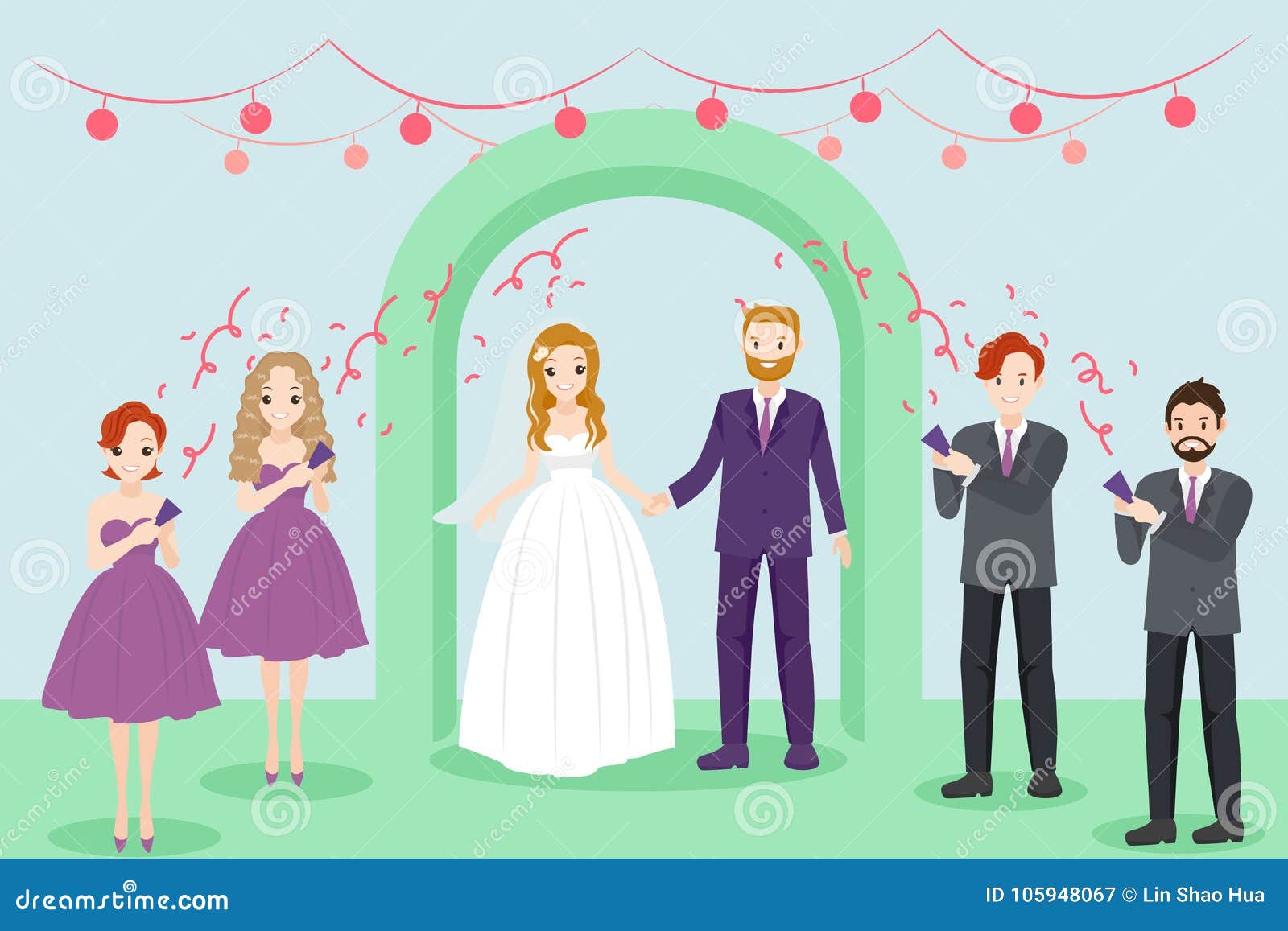 Cartoon wedding people stock vector. Illustration of female ...