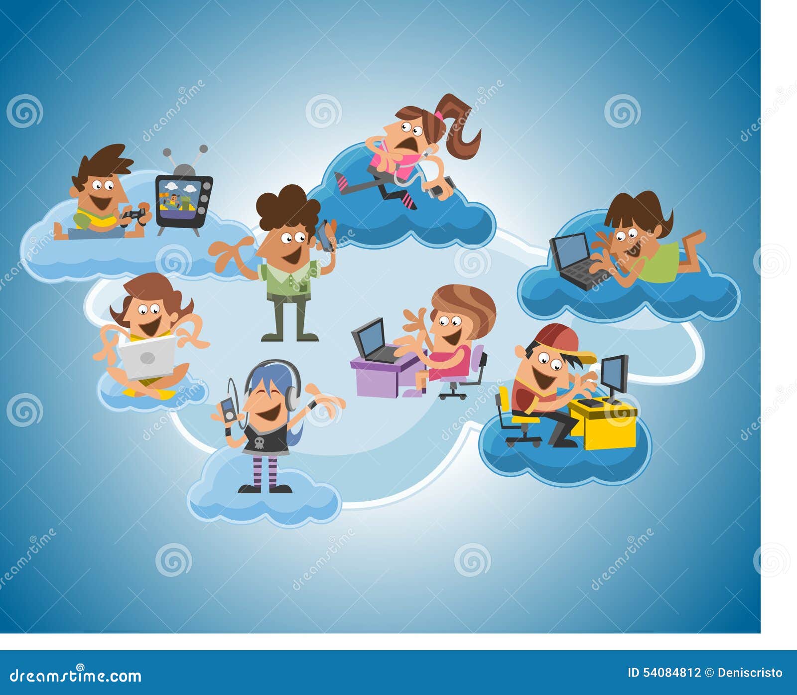 Cartoon People Over Cloud Computing Stock Vector - Illustration of laptop, digital: 54084812 Cartoon People Over Cloud Computing Stock Vector - Illustration of laptop, digital: 54084812