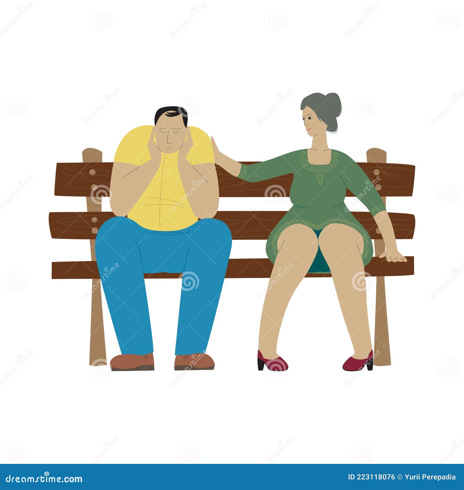 cartoon person sitting on a bench